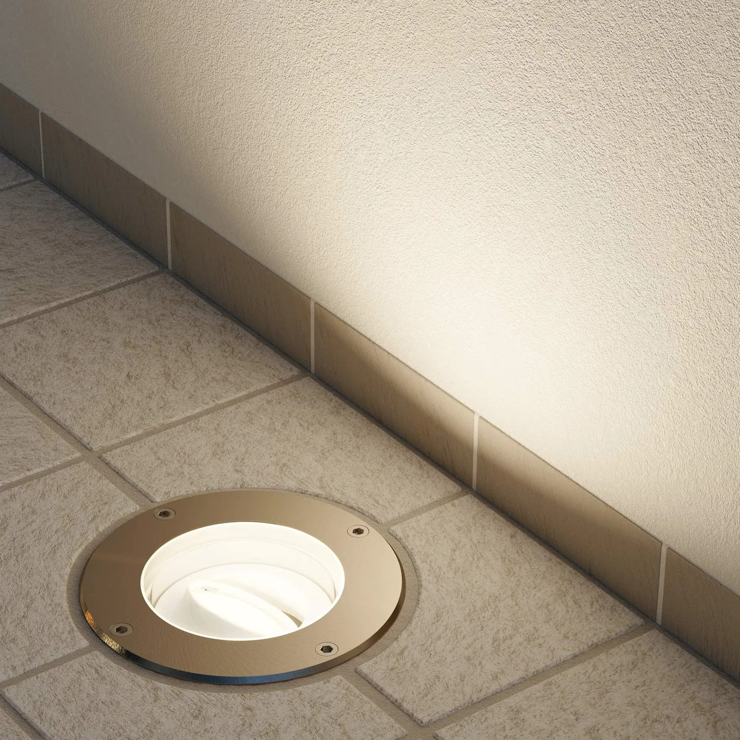 ledscom.de 2x wpuszczana lampa podłogowa BOFU do zastosowań zewnętrznych obrotowa okrągła ze stali nierdzewnej IP67 150mm Ø z lampą LED (ciepła biel, 2.339W, 227lm, 110°)