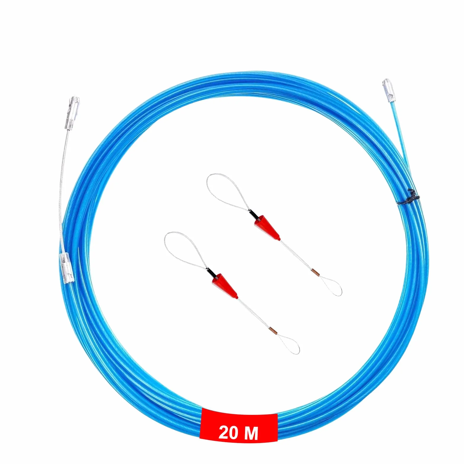 φ 3,6 mm Kabeleinziehhilfe, włókno wciągane z poliestru 20 m z 2 sprężynami prowadzącymi, pomoc w wciąganiu kabli w idealnym taśmie do wprowadzania komunikacji, Nadaje się do światłowodów, domowego