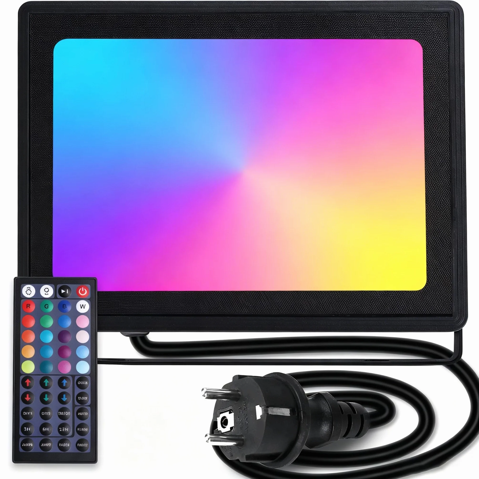 Aigostar Reflektor LED do użytku zewnętrznego 50W, RGB, Pilotem Zdalnego Sterowania, 6 Trybów Stroboskopowych, Tryb DIY, Timer, Ściemnialny, Reflektor z Wtyczką, IP65 Wodoodporny do Ogrodu, Przyjęć