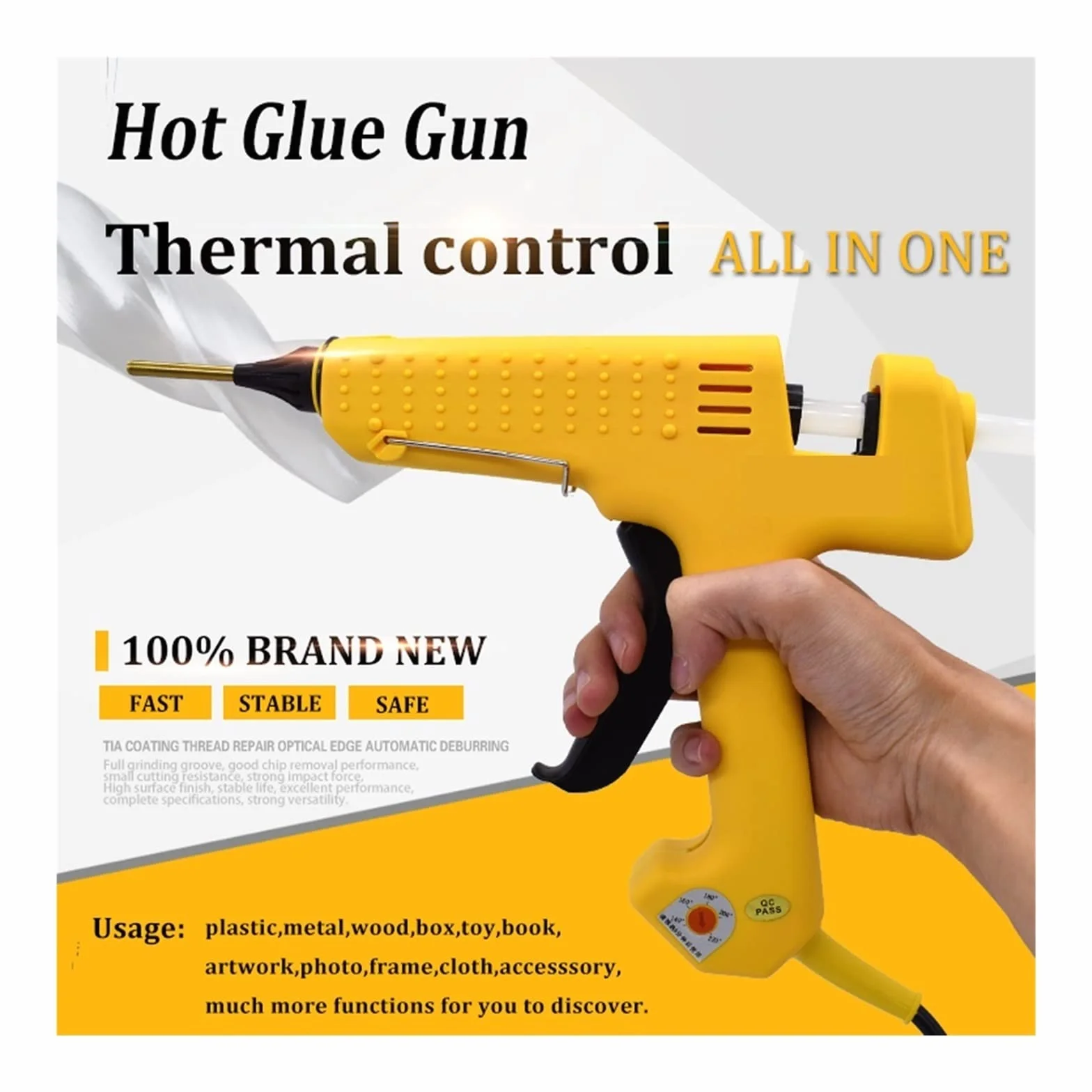 250W Profesjonalny Pistolet Do Klejenia Na Gorąco Z Zestawem Narzędzi Czysta Miedź Dysza Regulowana Temperatura Wysoka Moc Wykorzystanie 11mm Klej W Sztyfcie(SET-2)