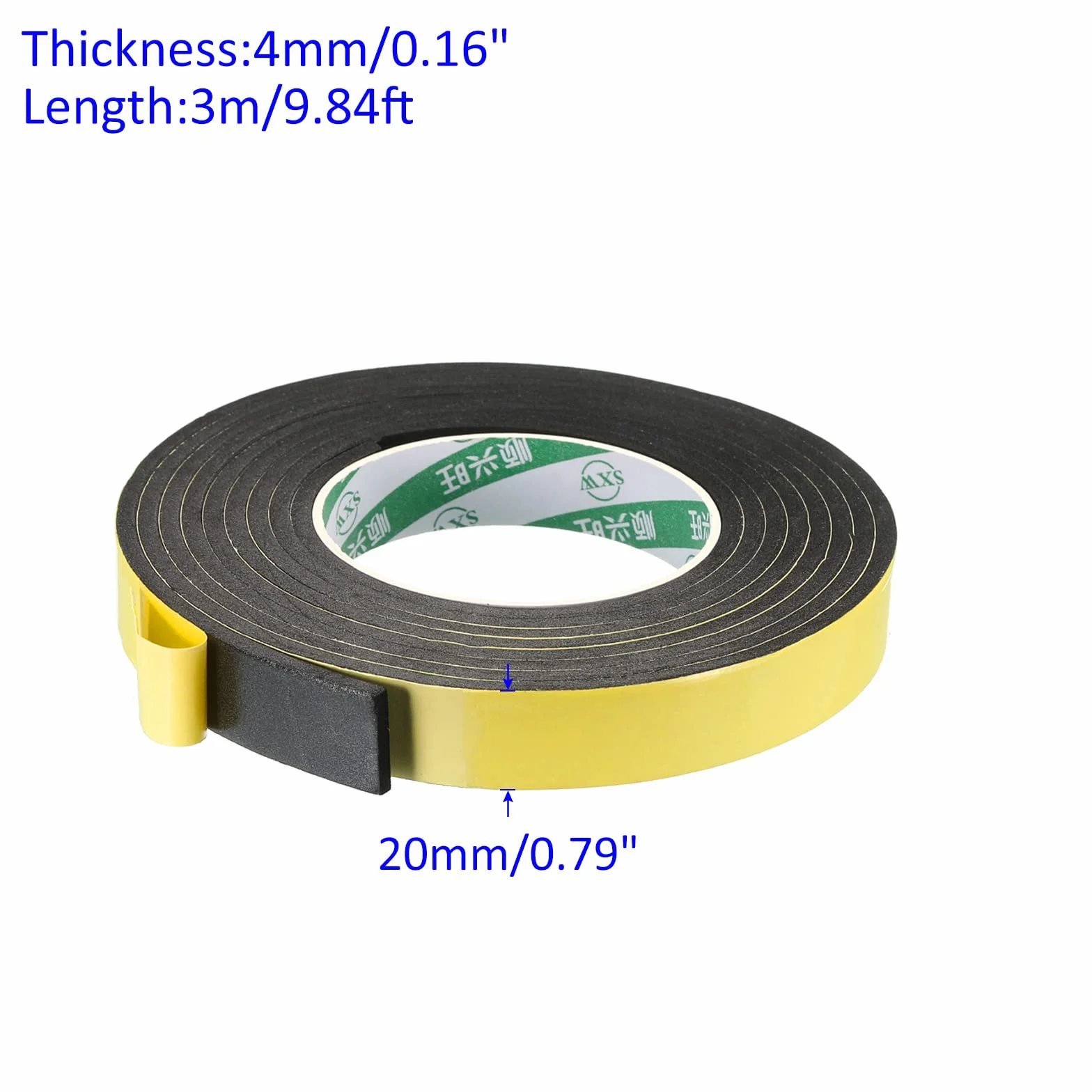 M METERXITY Jednostronna taśma piankowa EVA – klej gąbkowy nakładany na zewnątrz, do ogrodu (20 mm x 4 mm x 3 m, żółty)