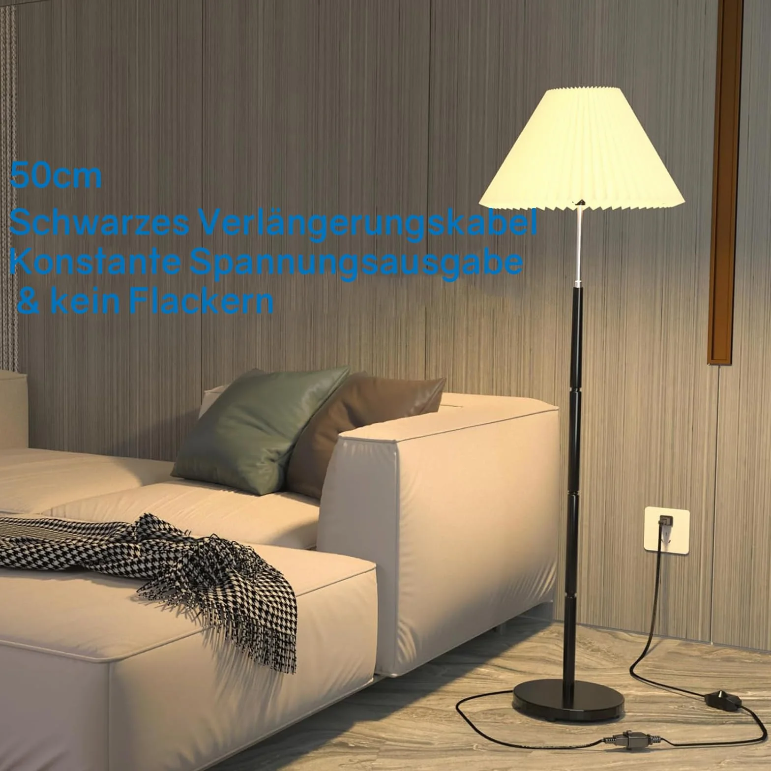 Powice Ściemniacz LED z przełącznikiem, ściemniacz do lamp LED, długi, 50 cm, wtyczka płaska, przełącznik ze ściemniaczem, przełącznik do lamp LED 220-250 V/100 W, maks