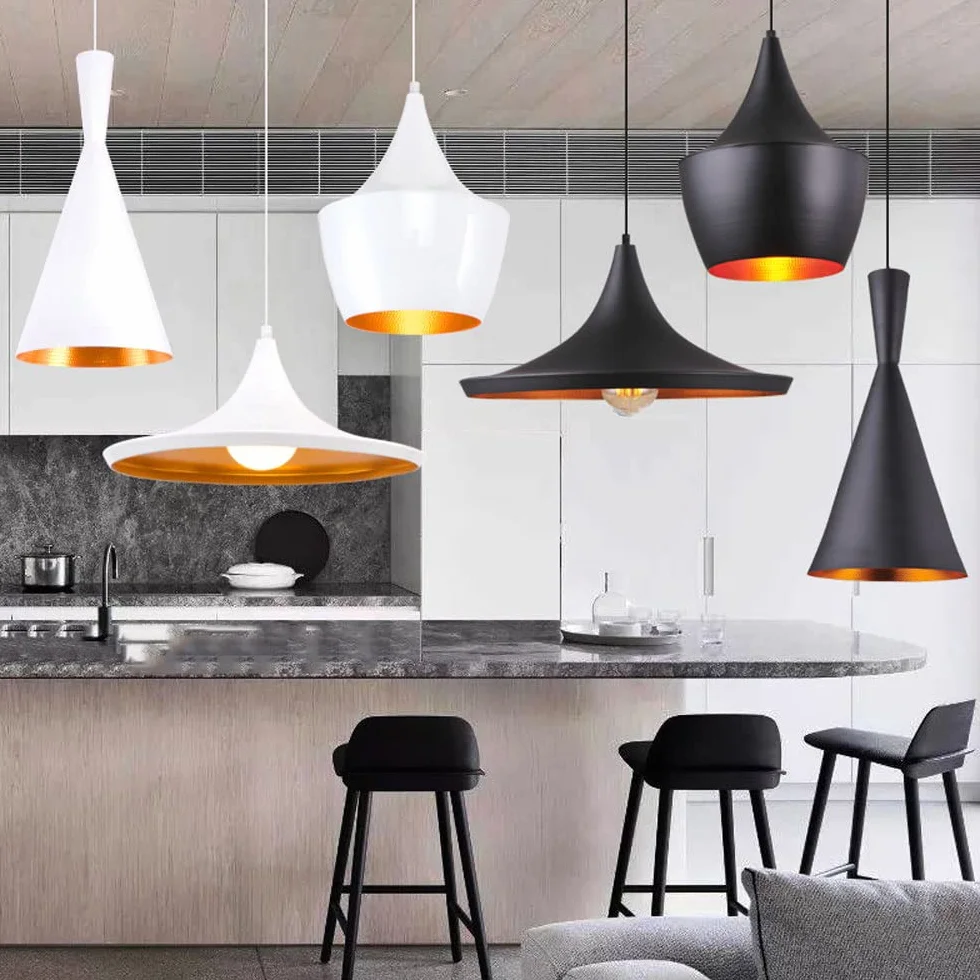 Retro Industrial Style LED Lampa wisząca Regulowana wysokość Metal Sufit Restauracja Bar Dekoracja Oświetlenie Wnętrza (Color : Black, Size C)