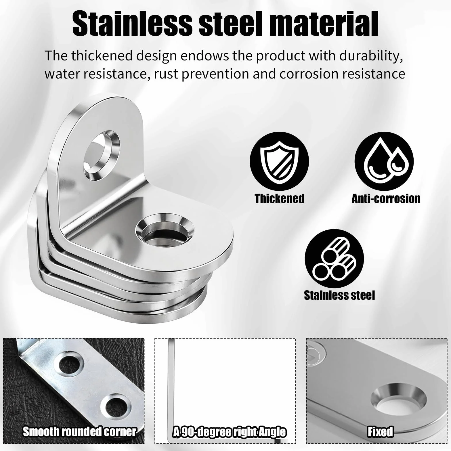 HAISHANG 10 sztuk Łączników Kątowych 30x30x16mm ze Stali Nierdzewnej, Metalowe Kątowniki 90 Stopni ze Śrubami, Małe Kątowniki Metalowe w Kształcie Litery L do Mebli Drewnianych, Stołów, Krzeseł