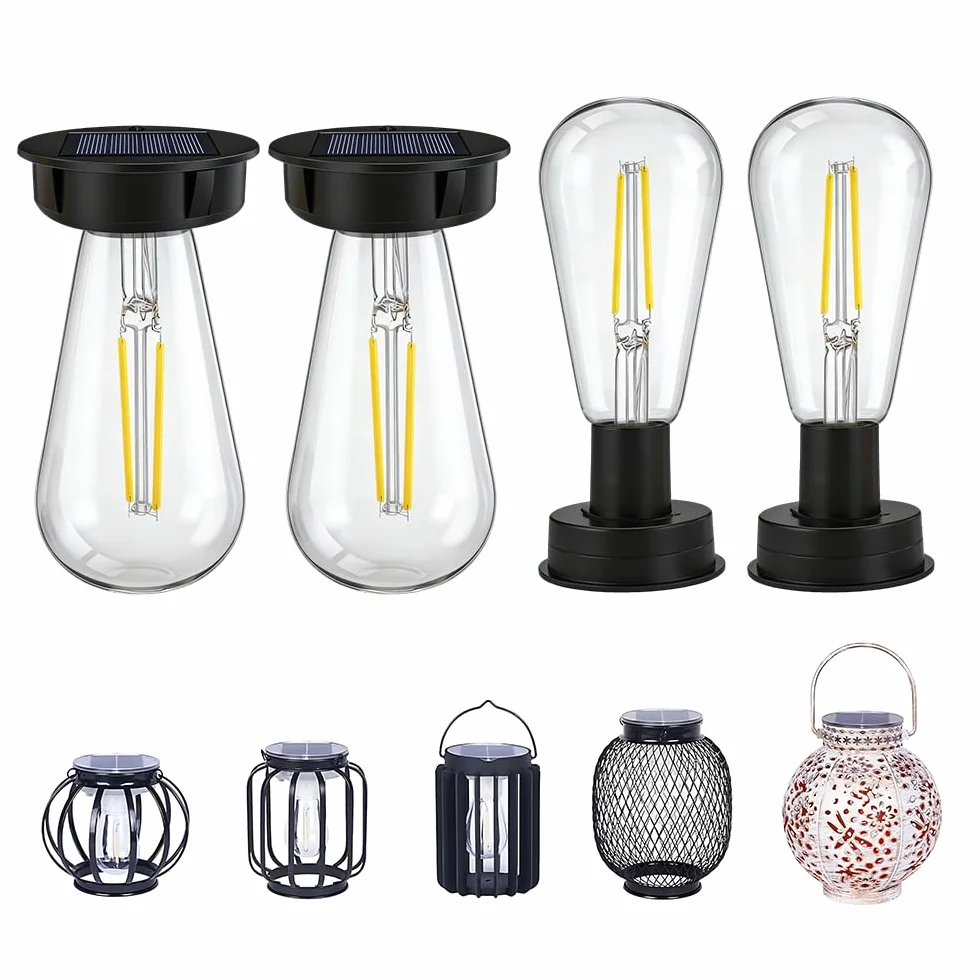 NAVESO 4 żarówki solarne do użytku na zewnątrz, 8,5 cm, części zamienne, lampy solarne, żarówki do użytku na zewnątrz, do lamp solarnych, latarni, pokrywek, ogrodu