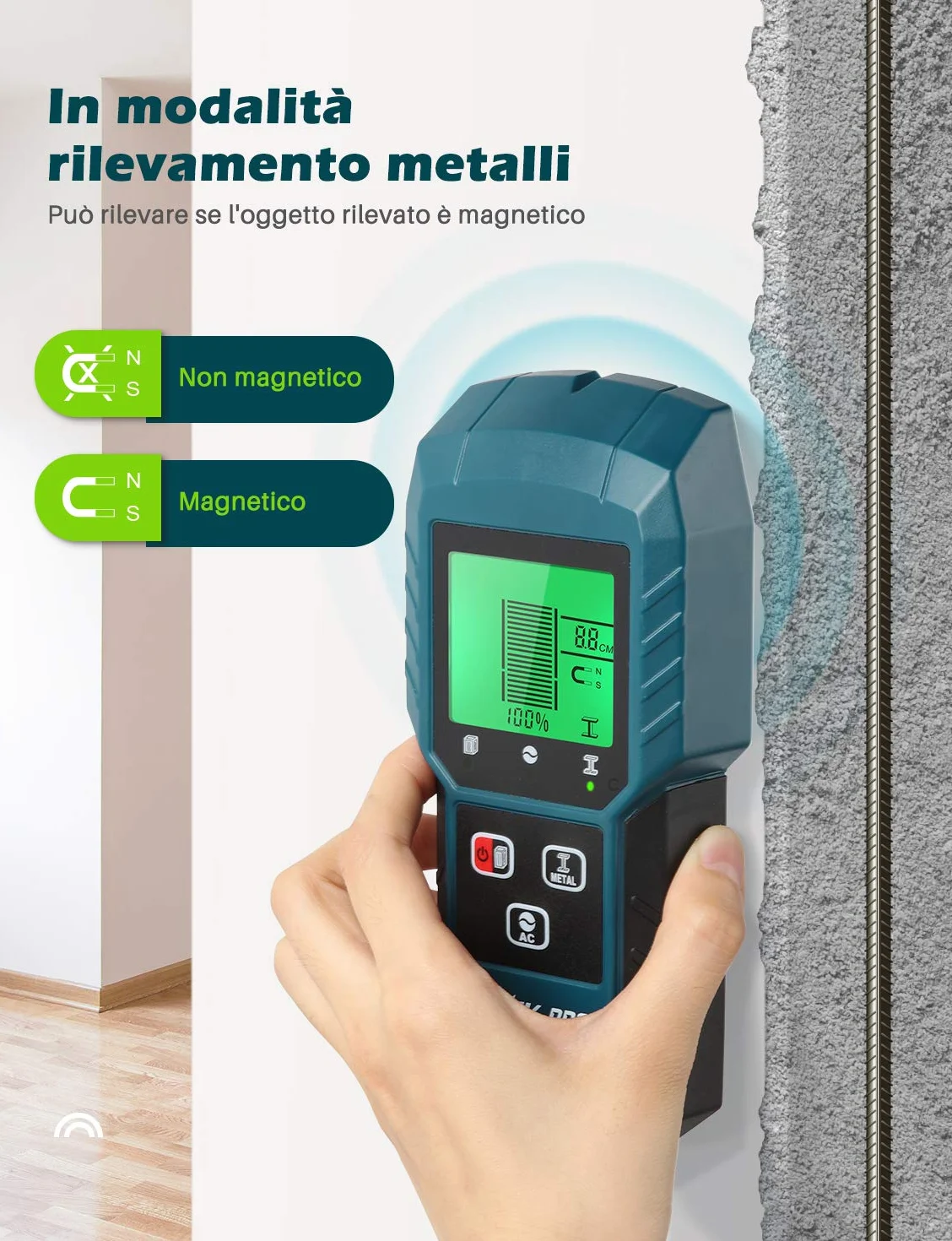 Elektryczny wykrywacz rur i kabli 5 w 1, detektor cyfrowy z ekranem LCD i alarmem dźwiękowym