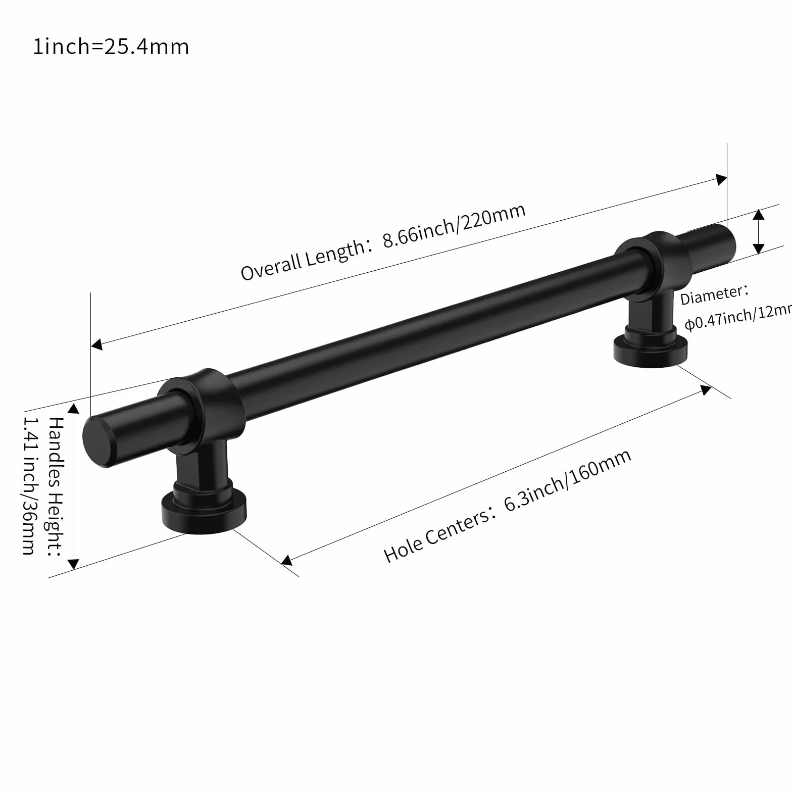 FURNIWARE 10 sztuk uchwytów meblowych, 160 mm, odstęp między otworami, uchwyty meblowe, uchwyty do szafy, do szafek kuchennych, do drzwi łazienkowych, szafy na ubrania, matowy czarny