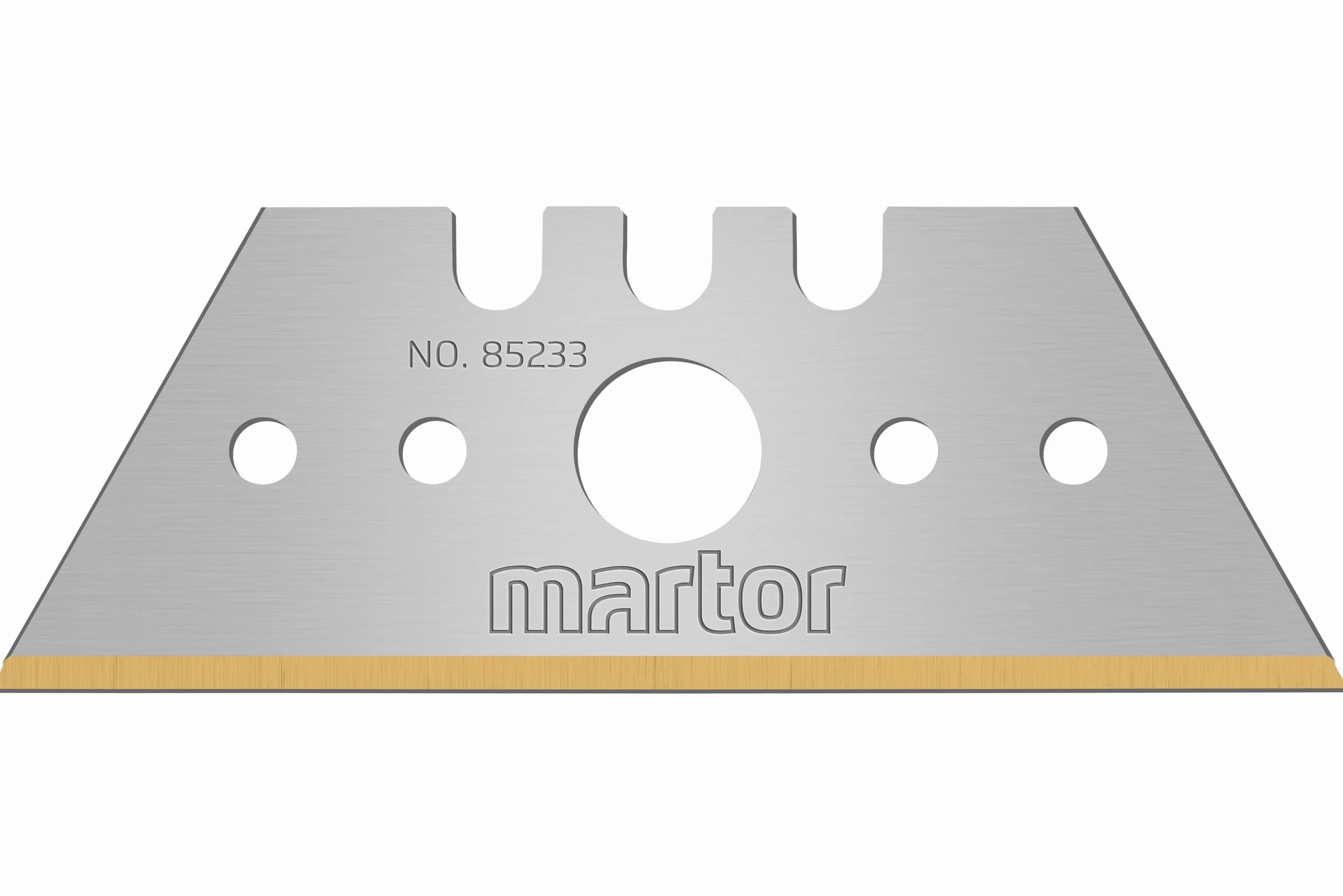 MARTOR 10 x ostrza trapezowe, ostrza zamienne do noży, noże bezpieczeństwa, 19 mm, ostre, w dozowniku, powłoka TiN, dwustronne, nr 85233