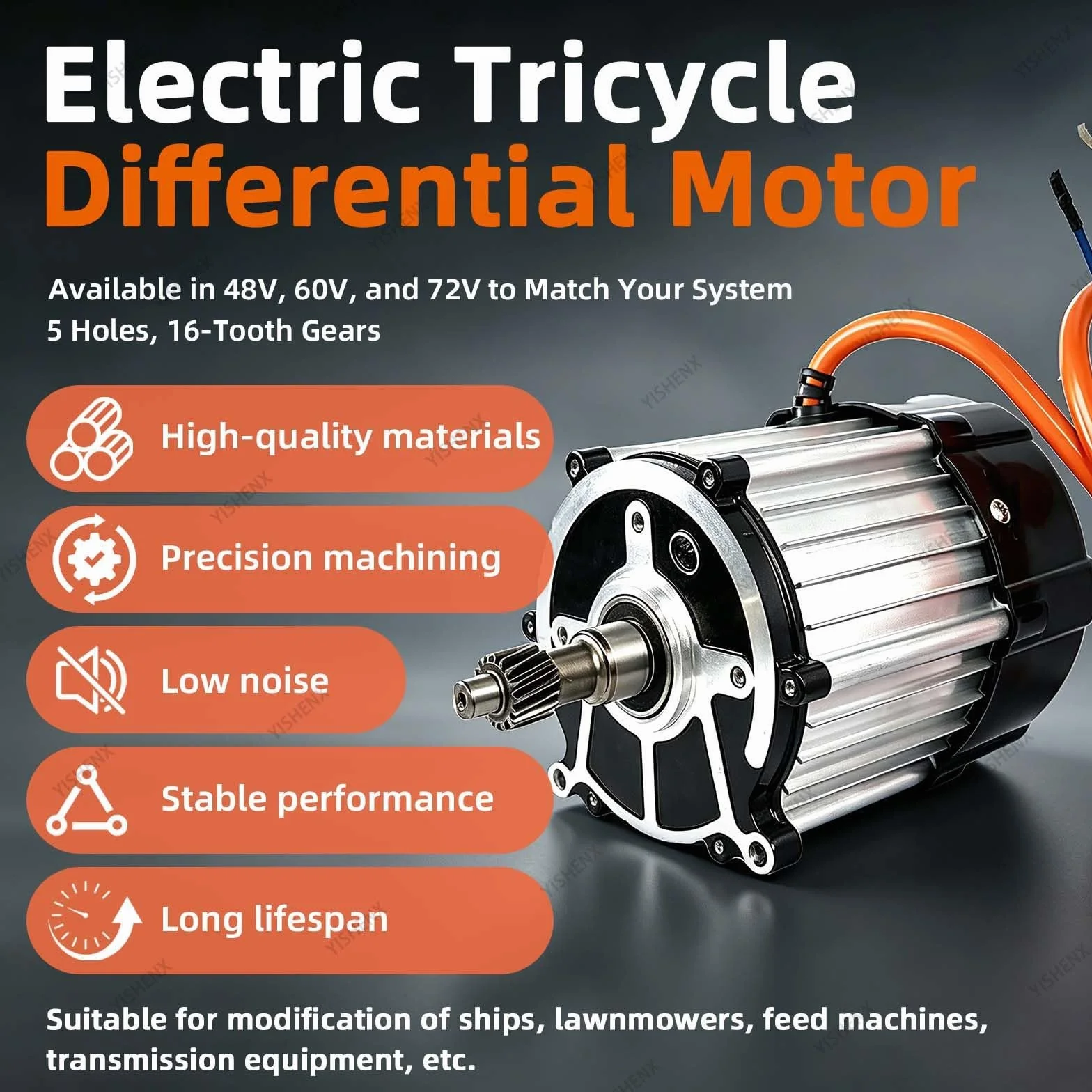 Silnik Trójkołowy Elektryczny 3200 Obr./Min, 48v / 60v / 72v | Silnik Z Magnesem Trwałym, 48v / 60v / 72v Z Rdzeniem Z Czystej Miedzi, Niski Poziom Hałasu, Do Elektrycznych Quadów