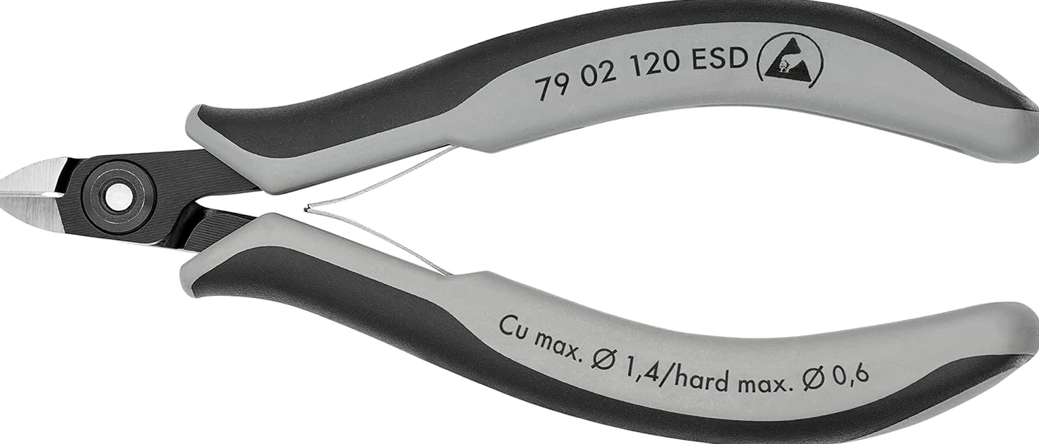 KNIPEX Precyzyjne szczypce tnące boczne dla elektroników ESD z osłonkami wielokomponentowymi 120 mm, 79 02 120 ESD