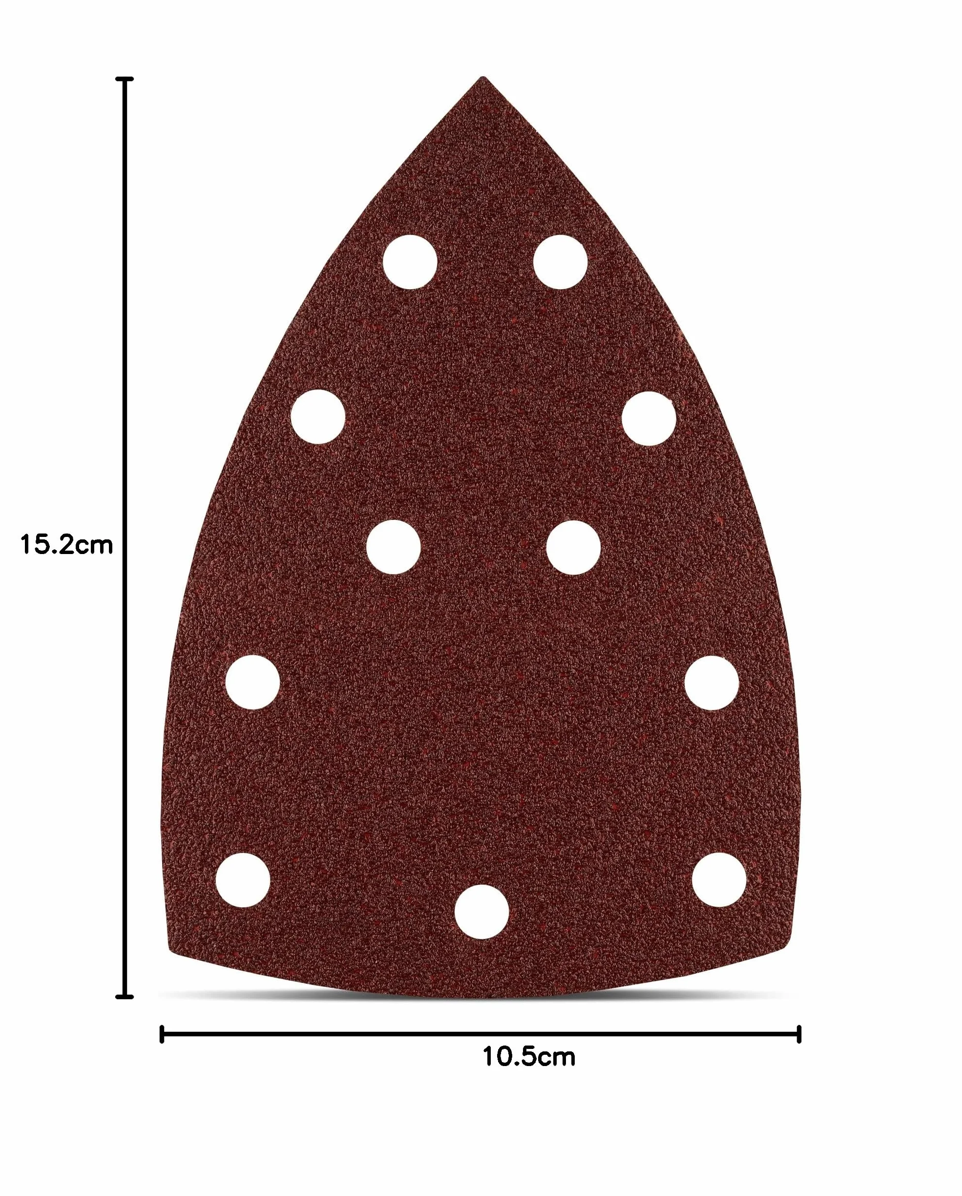 Prio tarcza szlifierska trójkątna │ 50 sztuk │ 11 otworów │ 105 x 152 mm │ ziarnistość 120 │ do multiszlifierki │ arkusze ścierne │ trójkątne podkładki szlifierskie │ papier ścierny