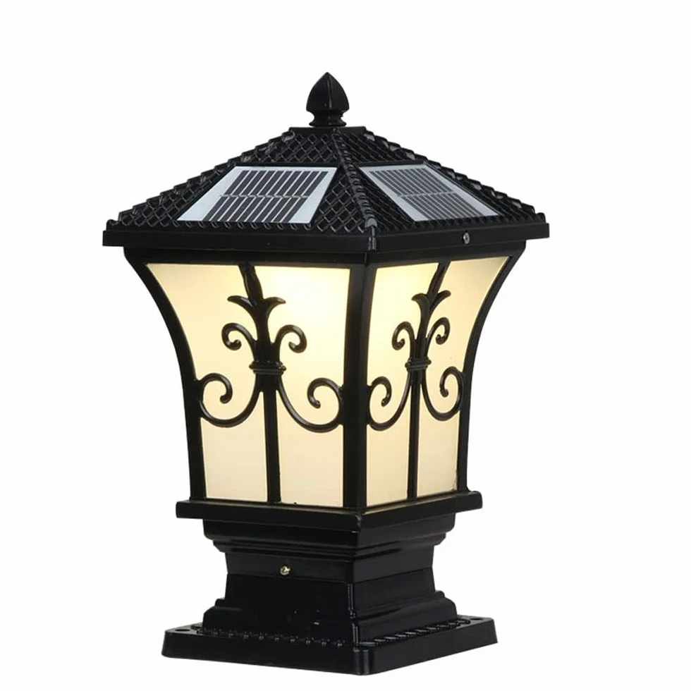Lampy solarne kolumny czołowe LED oświetlenie ogrodowe zewnętrzne wodoodporne oświetlenie ścienne do ogrodu, oświetlenie słupkowe, dekoracyjne kolumny latarnia, oświetlenie krajobrazu tradycyjne
