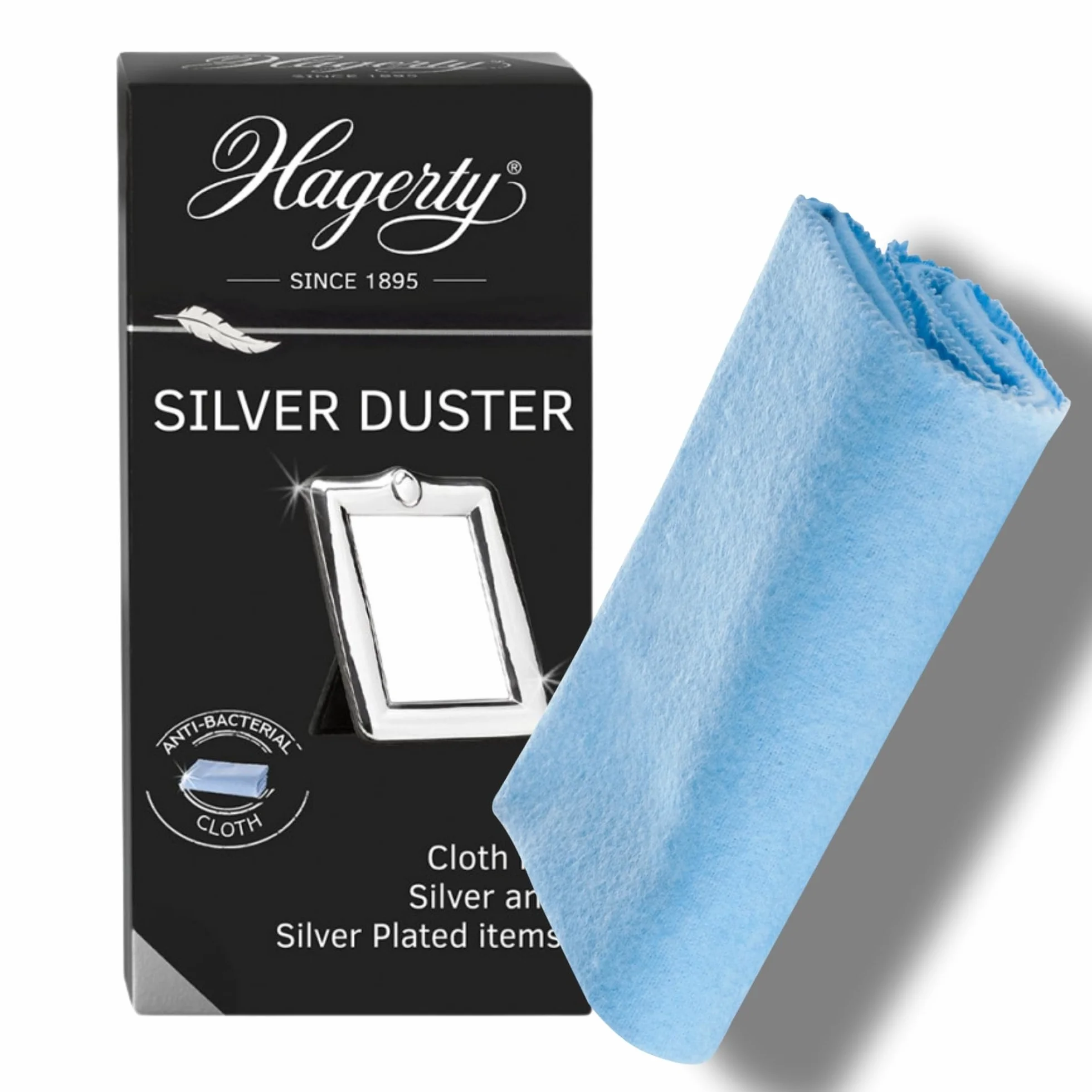 Hagerty Silver Duster Ściereczka czyszcząca srebro z ochroną przed nalotem 55x36cm I Impregnowana ściereczka do polerowania srebra z bawełny I Ściereczka do srebra i posrebrzanego metalu