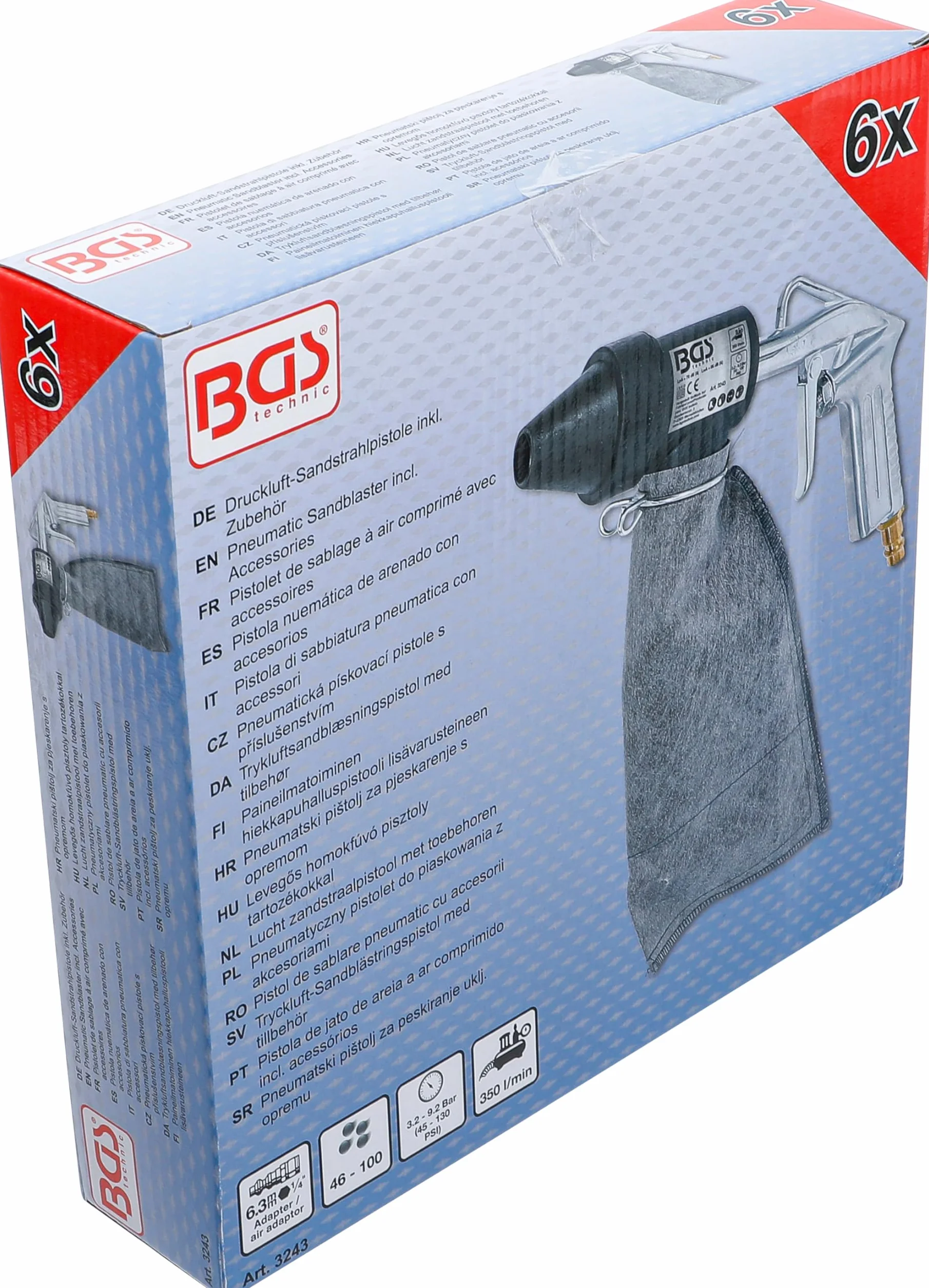 BGS 3243 Pneumatyczny pistolet do piaskowania z akcesoriami