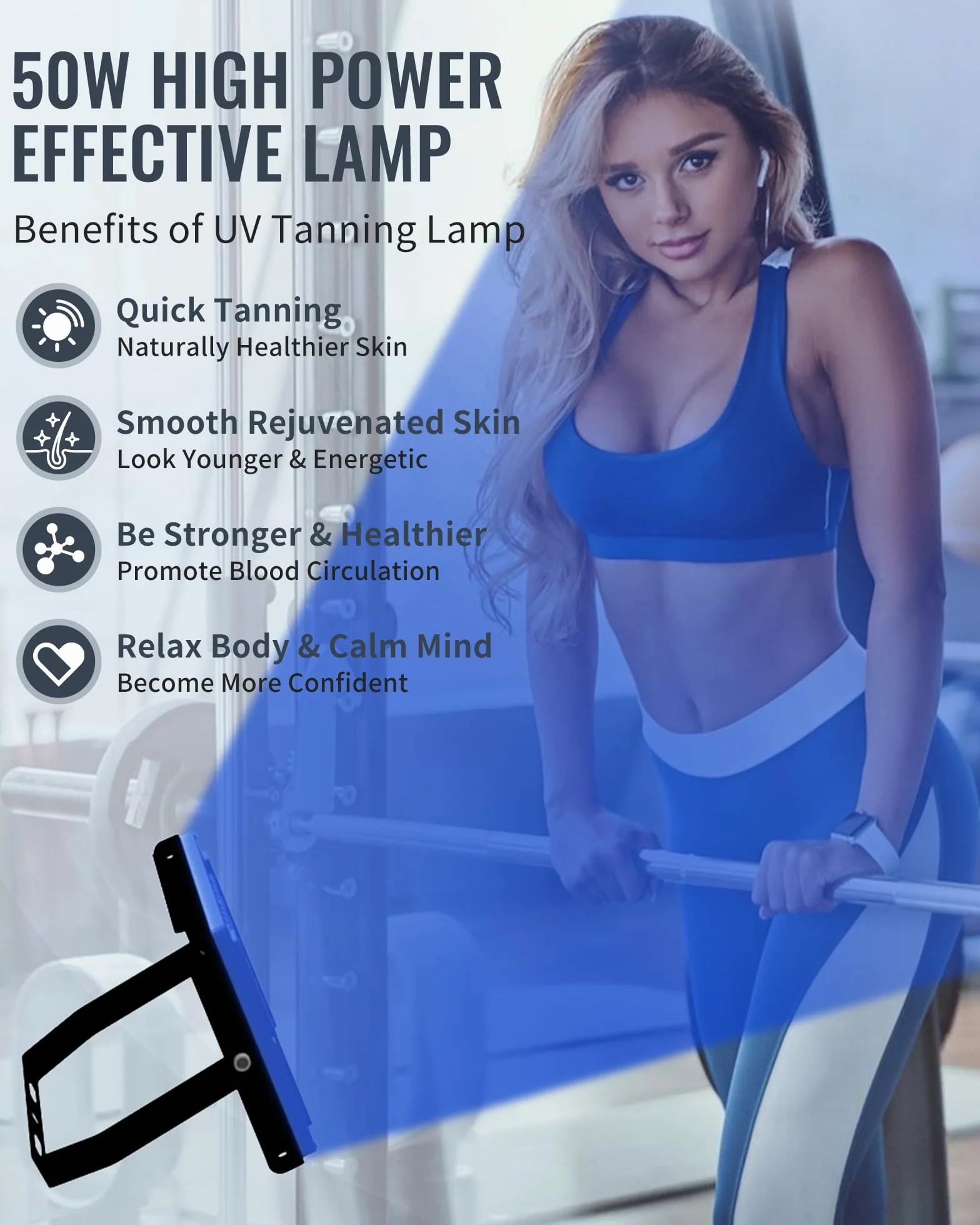 Lampa do opalania Jitesy 460 i 480 NM niebieskie światło terapia solarium 2 tryby