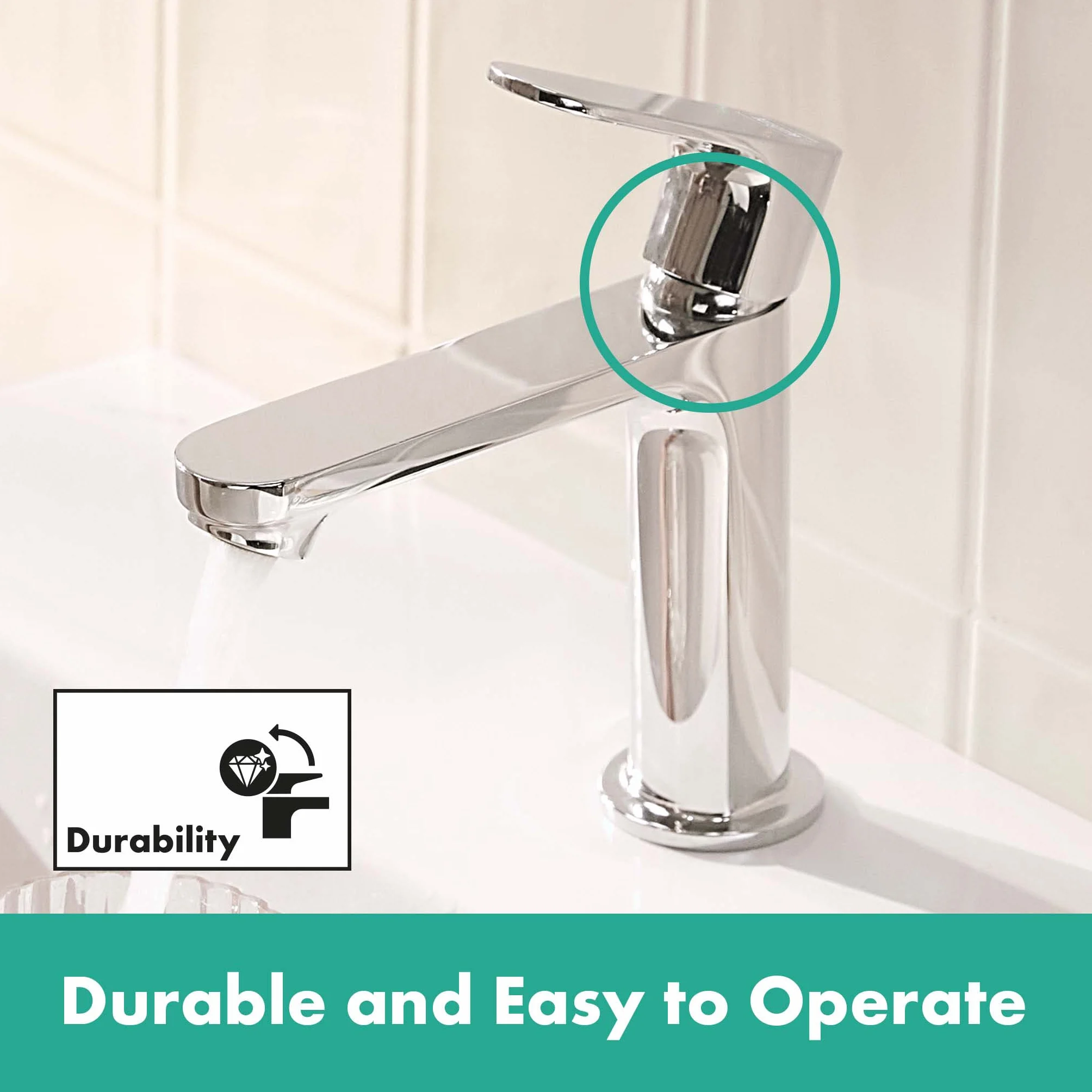 hansgrohe Rebris S - jednouchwytowa bateria umywalkowa z zestawem odpływowym klik-klak, kran łazienkowy z wylewką 109 mm, oszczędność wody (EcoSmart+) i energii (CoolStart), chrom, 72588000