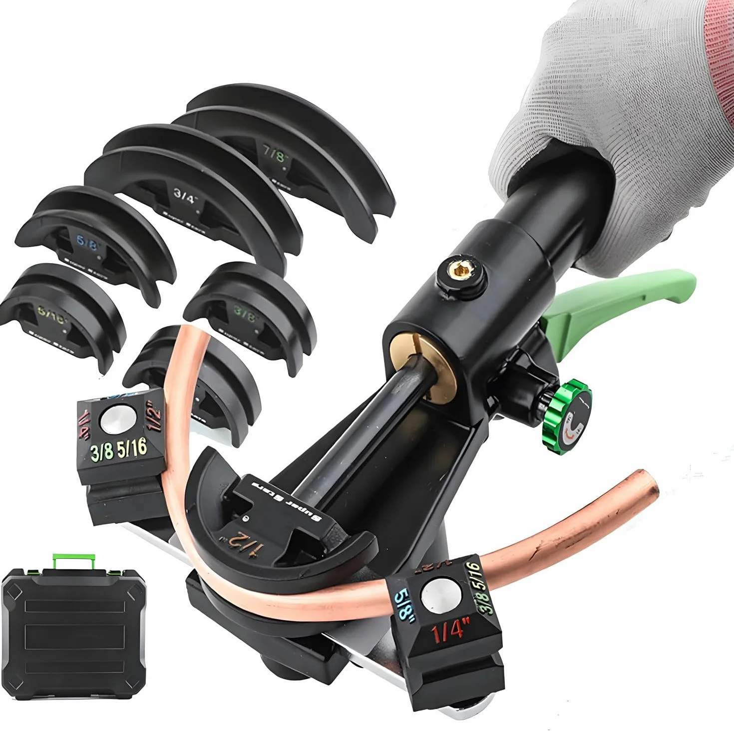 Zestaw Narzędzi Do Ręcznej Hydraulicznej Giętarki Do Rur Miedzianych Hvac Ratchet Z 7 Matrycami 1/4"-7/8" Giętarka Do Rur Miedzianych Giętarka Do Żeliwa Sferoidalnego