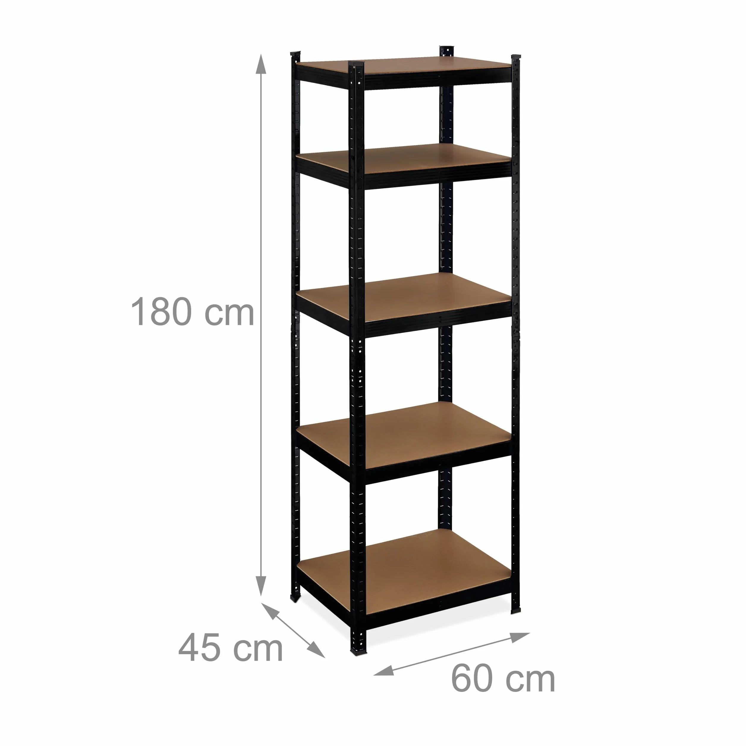 Relaxdays Regał magazynowy stalowy 180x60x45 cm 500 kg 5 poziomów czarny