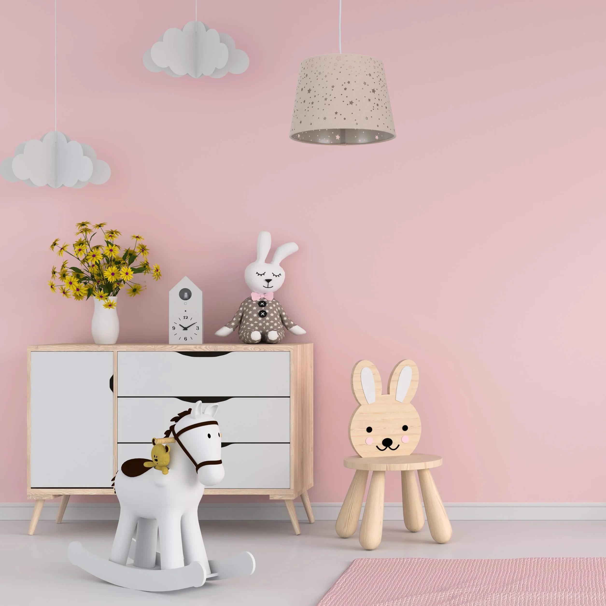 Relaxdays lampa dziecięca gwiazdki wisząca E27 różowa