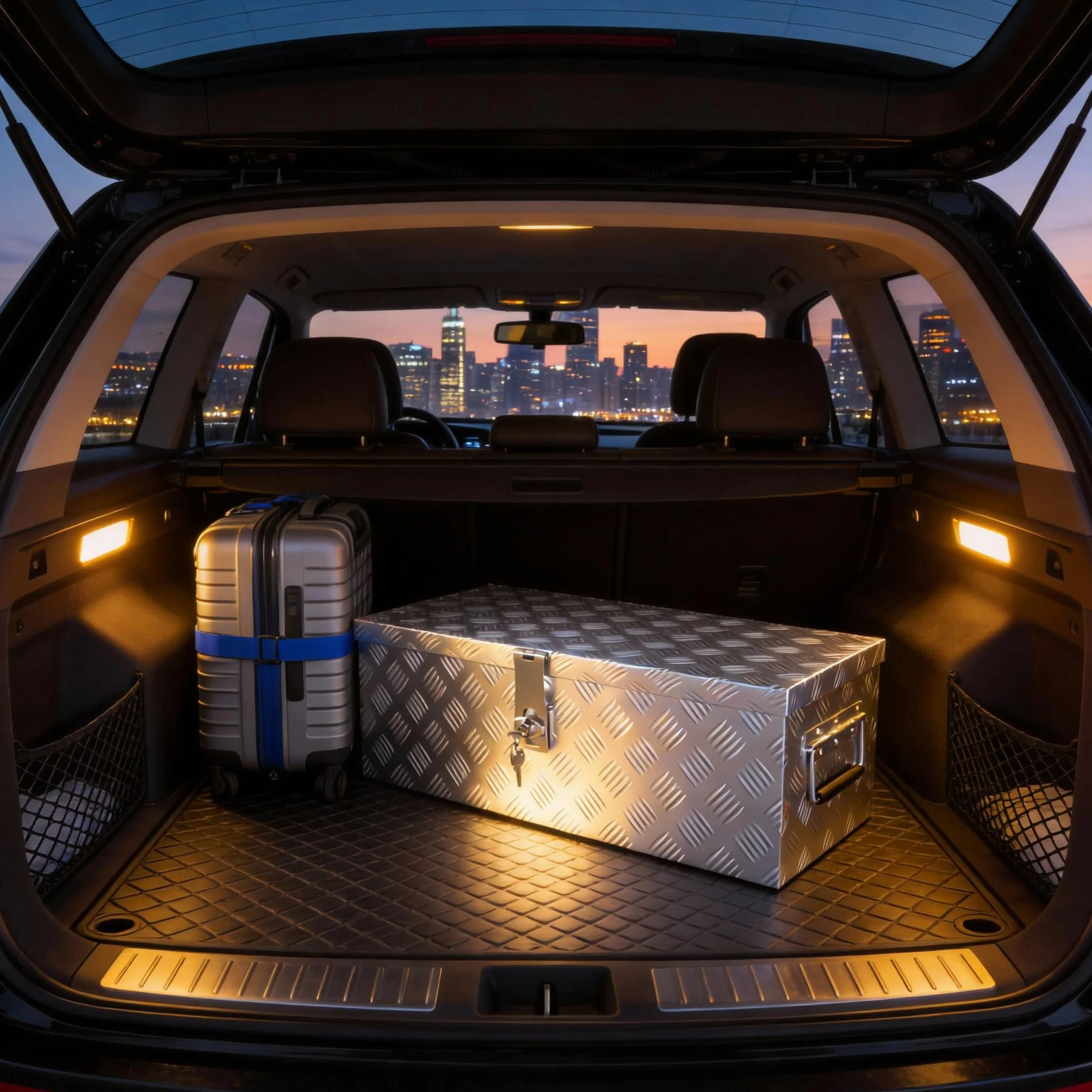 AufuN Truckbox 32 l, skrzynka narzędziowa, pudełko do przechowywania, aluminiowa walizka transportowa, skrzynka na dyszle do samochodów osobowych, przyczep ciężarowych, pojazdów użytkowych, skrzynka