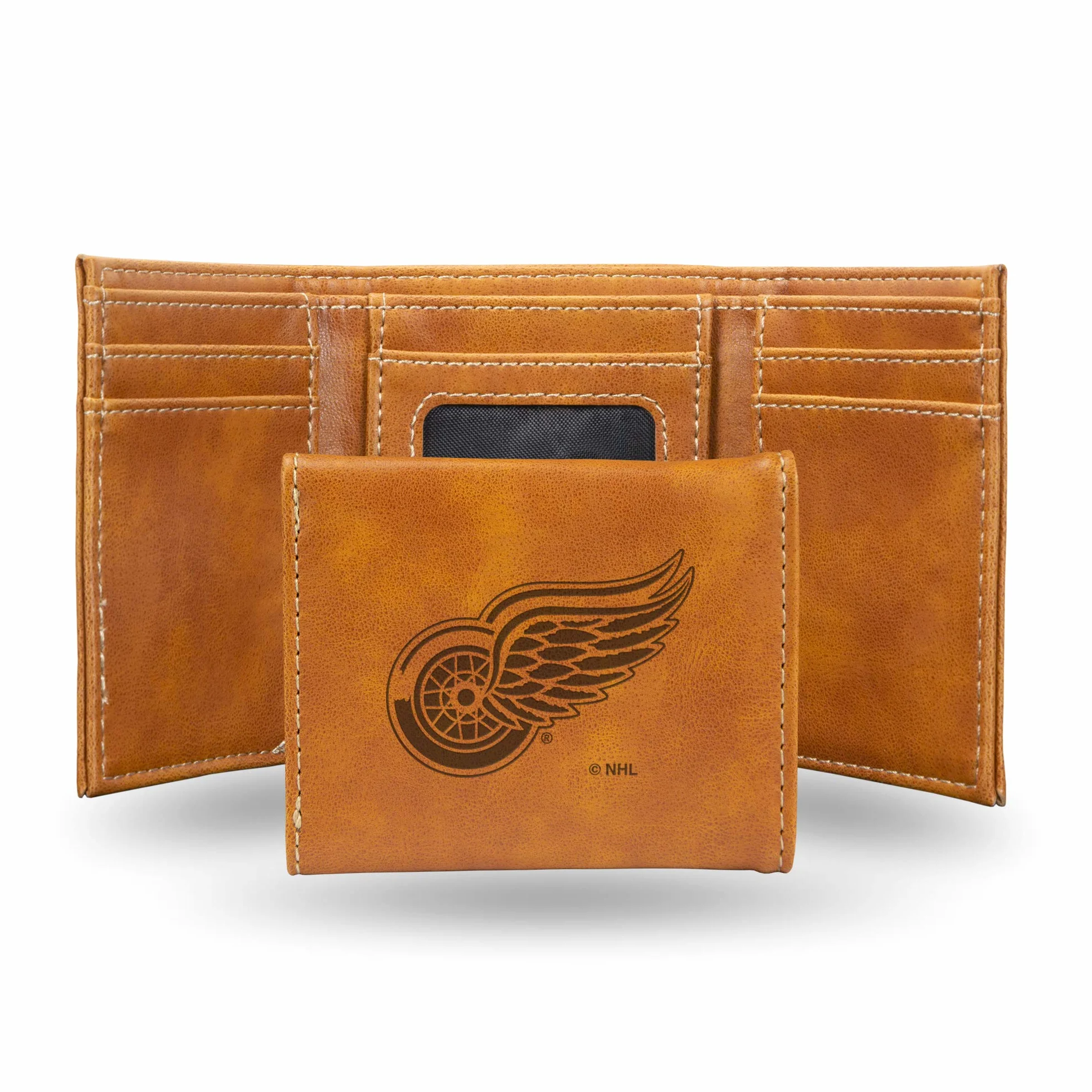NHL Rico Industries grawerowany laserowo potrójny portfel, Detroit Red Wings