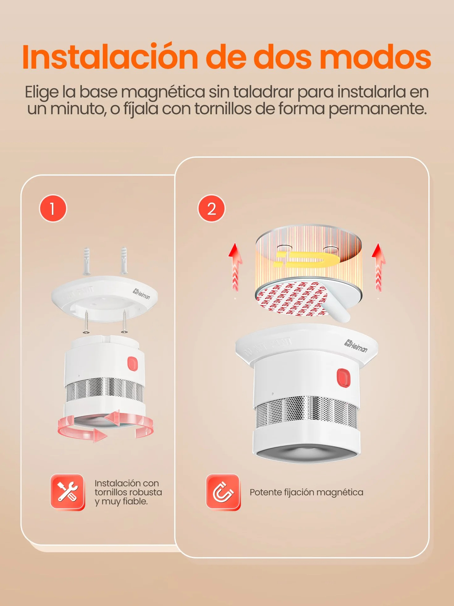 Heiman Detektor Dymu Zigbee 3.0 HS1SA-E-PLUS, Inteligentny Detektor Dymu, Wymienne Baterie 5 Lat, Czujnik Fotoelektryczny, Obsługa ZHA & Z2M (Wymaga Hub Zigbee), Zestaw 3