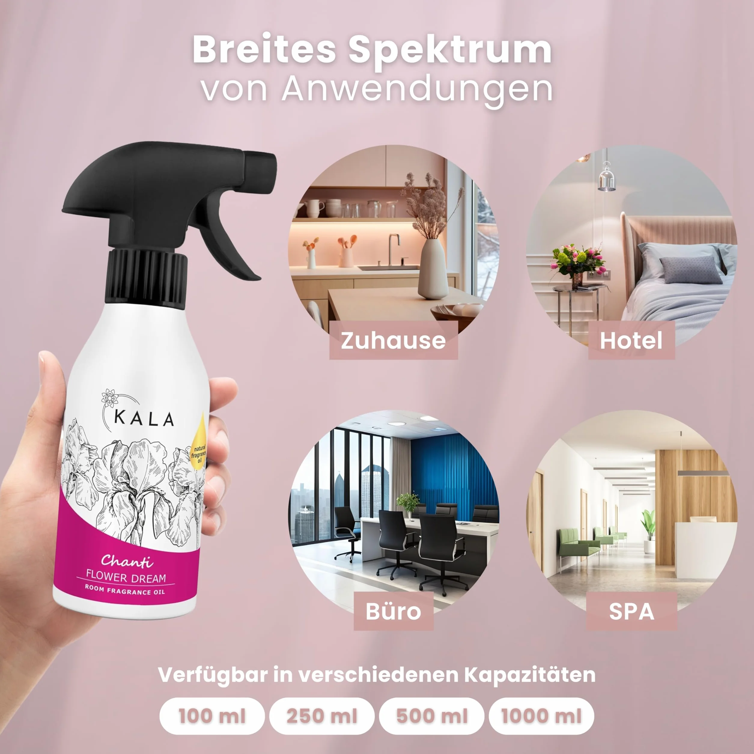 KALA - Odświeżacz Powietrza Spray Chanti, Neutralizujący i Trzymający Zapachy do 48h, 100ml