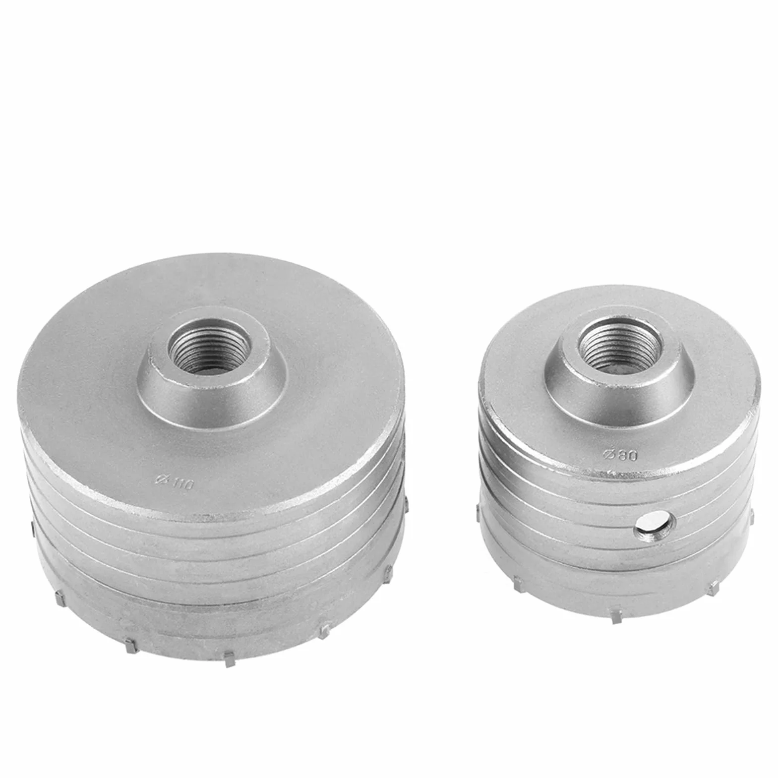 Aramox Zestaw wierteł do Otwornic TCT Zestaw wierteł do Otworów w Murze ze Stopów 6 Rozmiarów od 35 Mm 110 Mm z Trzpieniami SDS Plus Wiertła Prowadzące Trzonki Przedłużające dla Użytkowników Cementu