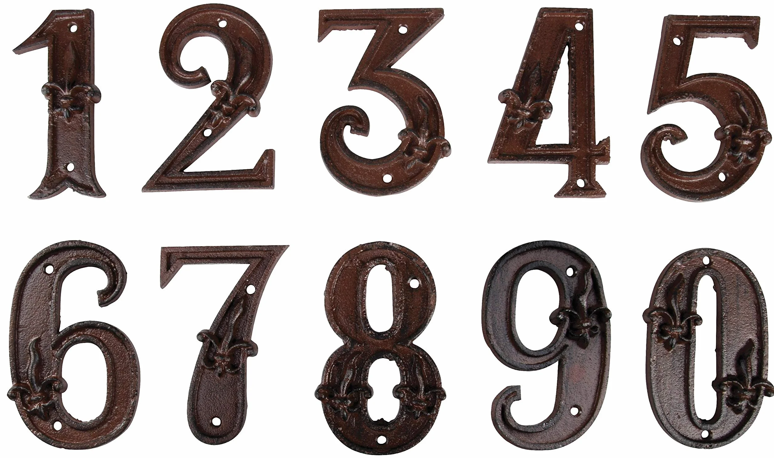 Esschert Design Żeliwny numer domu 4, rdzawy brąz, 7,4 x 1,2 x 11,7, DB62-4
