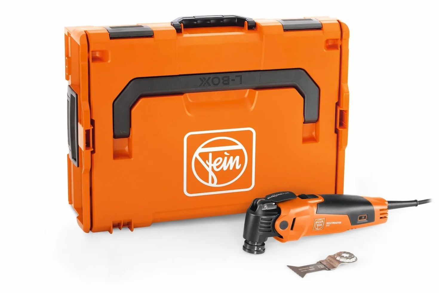 FEIN Multimaster MM 500 Plus, Narzędzie oscylacyjne z ostrzem bimetalowym do drewna, metalu i plastiku, silnik FEIN 350 W, system antywibracyjny, Uchwyt StarlockPlus, systemowi szybkiego mocowania
