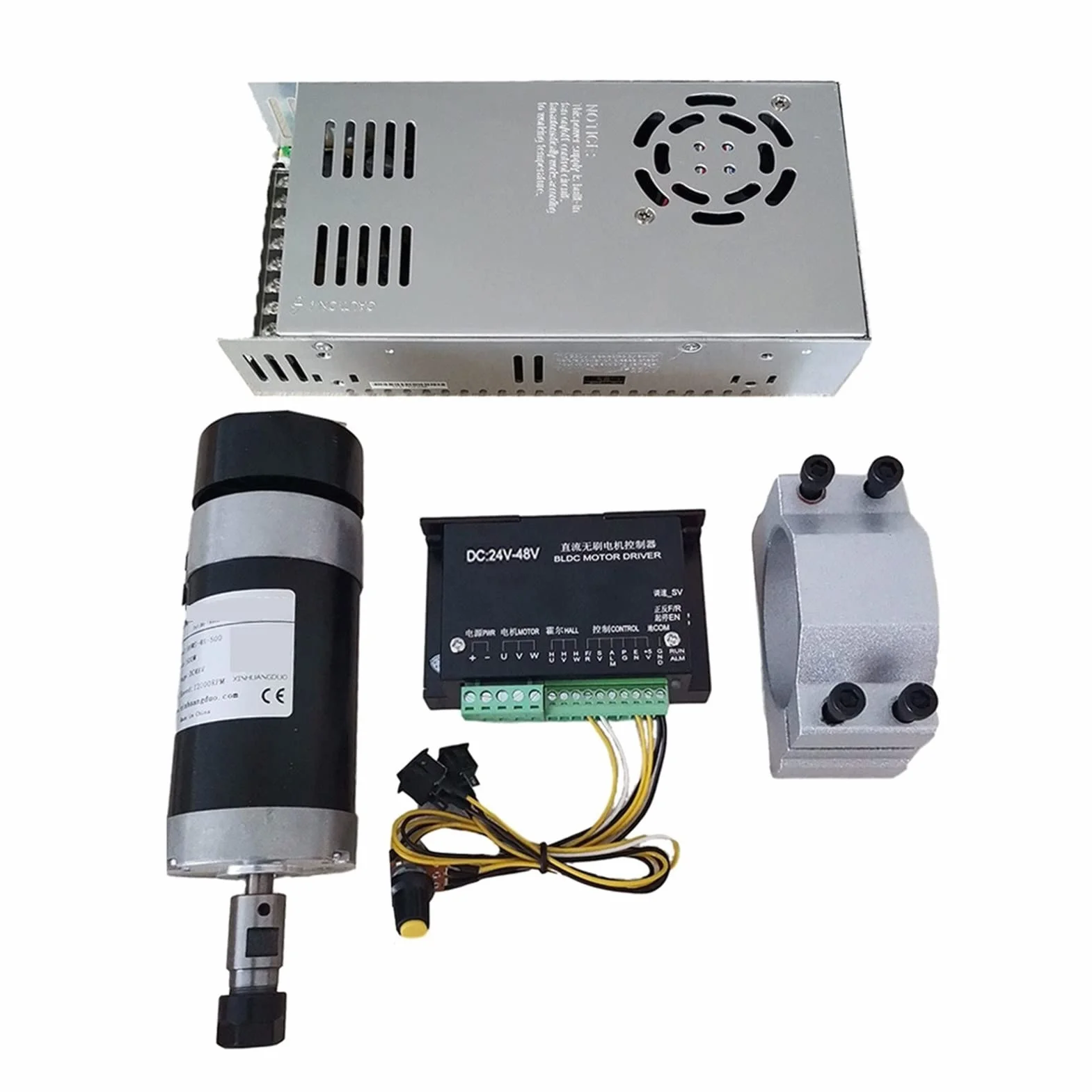 Silnik wrzeciona, 500 W wysokim prędkości bezszczotkowania silnik przełączający zasilacz silnika Silnik Silnik 5 5 5 mm Wspornik zacisków ER11 Collet Chuck(Spindke Kit 1)