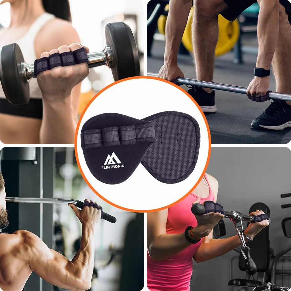 Flintronic Podkładki do ćwiczeń fitness, 4 pętelki na palce, antypoślizgowe neoprenowe, alternatywa dla rękawic gimnastycznych, podnoszenie ciężarów, do podciągania, gimnastyki, wiosłowania, kobiet, 2