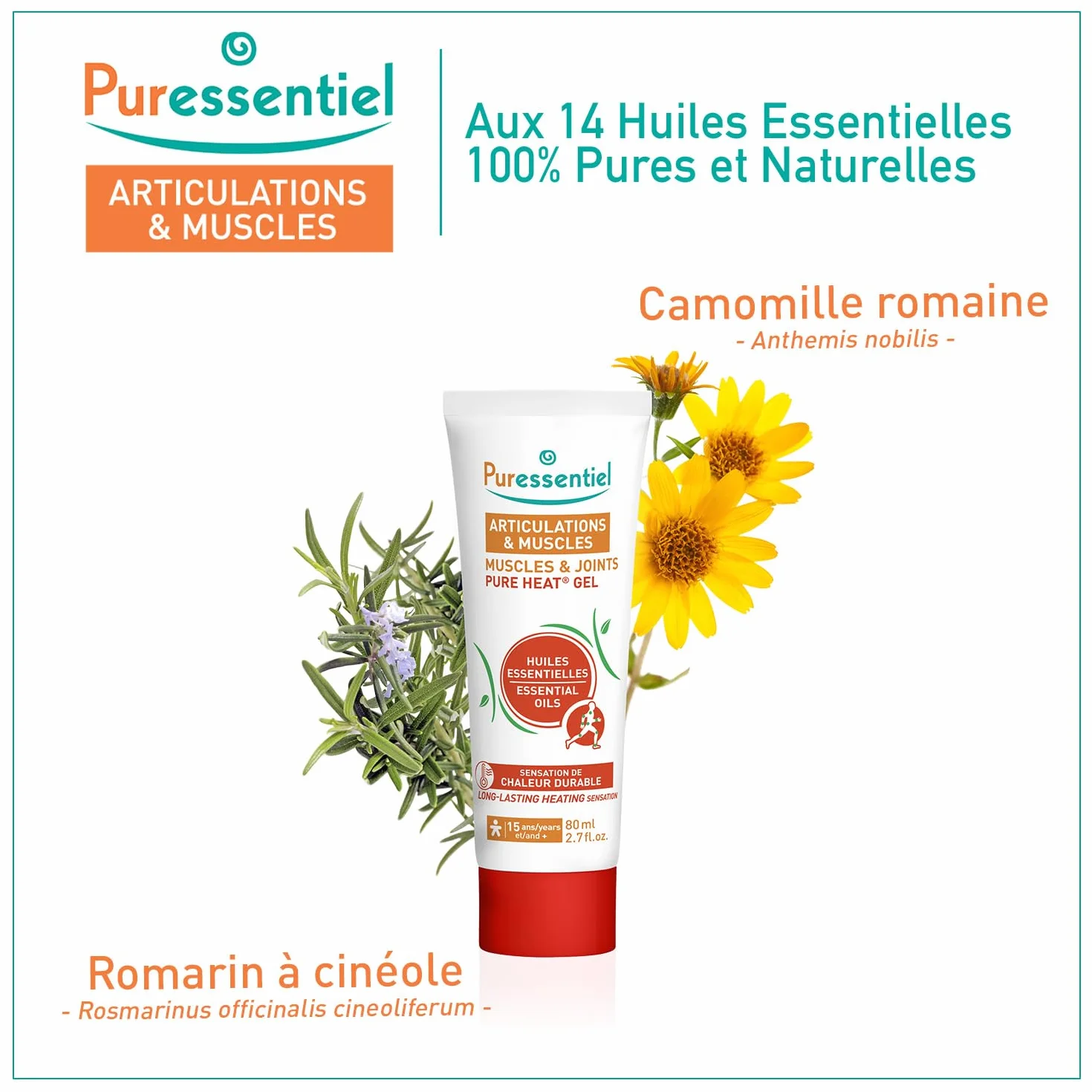 Puressentiel Pure Heat Żel do stawów i mięśni z 14 olejkami eterycznymi 80 ml