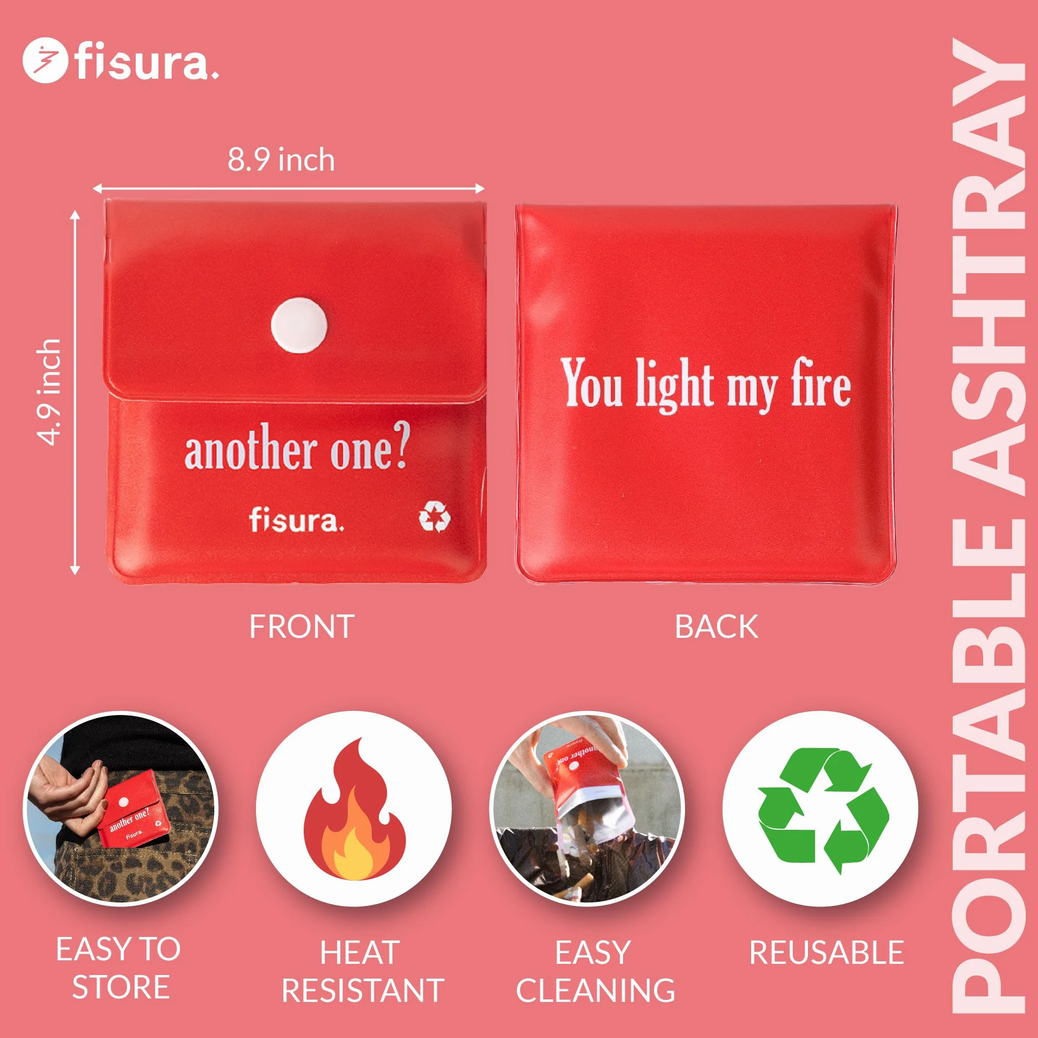 Fisura Kieszonkowa popielniczka you light my fire 8 x 8 cm