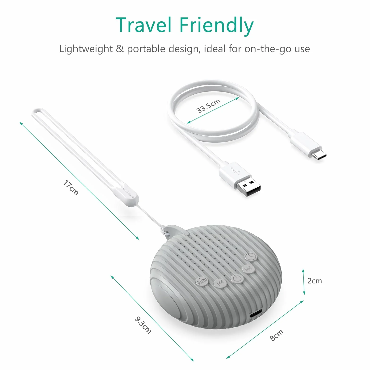 ORIA White Noise Machine urządzenie wspomagające zasypianie dziecka, biały szum, 10 naturalnych dźwięków, 3 ustawienia timera, funkcja pamięci, możliwość ładowania przez USB, pomoc w zasypianiu, kolor