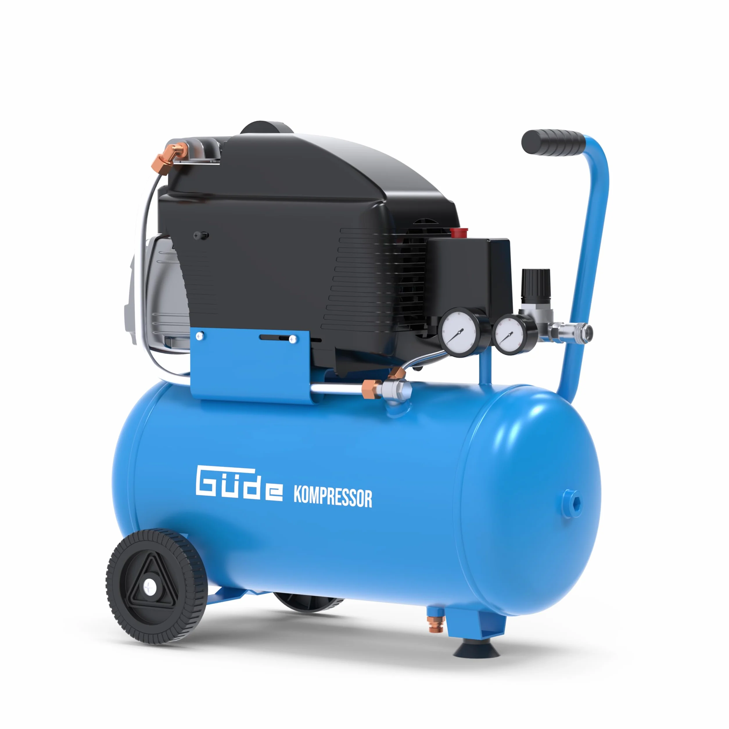 Güde Sprężarka 231/10/24 (smarowana olejem, maks. 10 bar, 1500 W, kocioł 24 l, moc ssania 206 l/min, reduktor ciśnienia, 2 x manometr, zawór bezpieczeństwa, śruba spustowa kondensatu, filtr powietrza,
