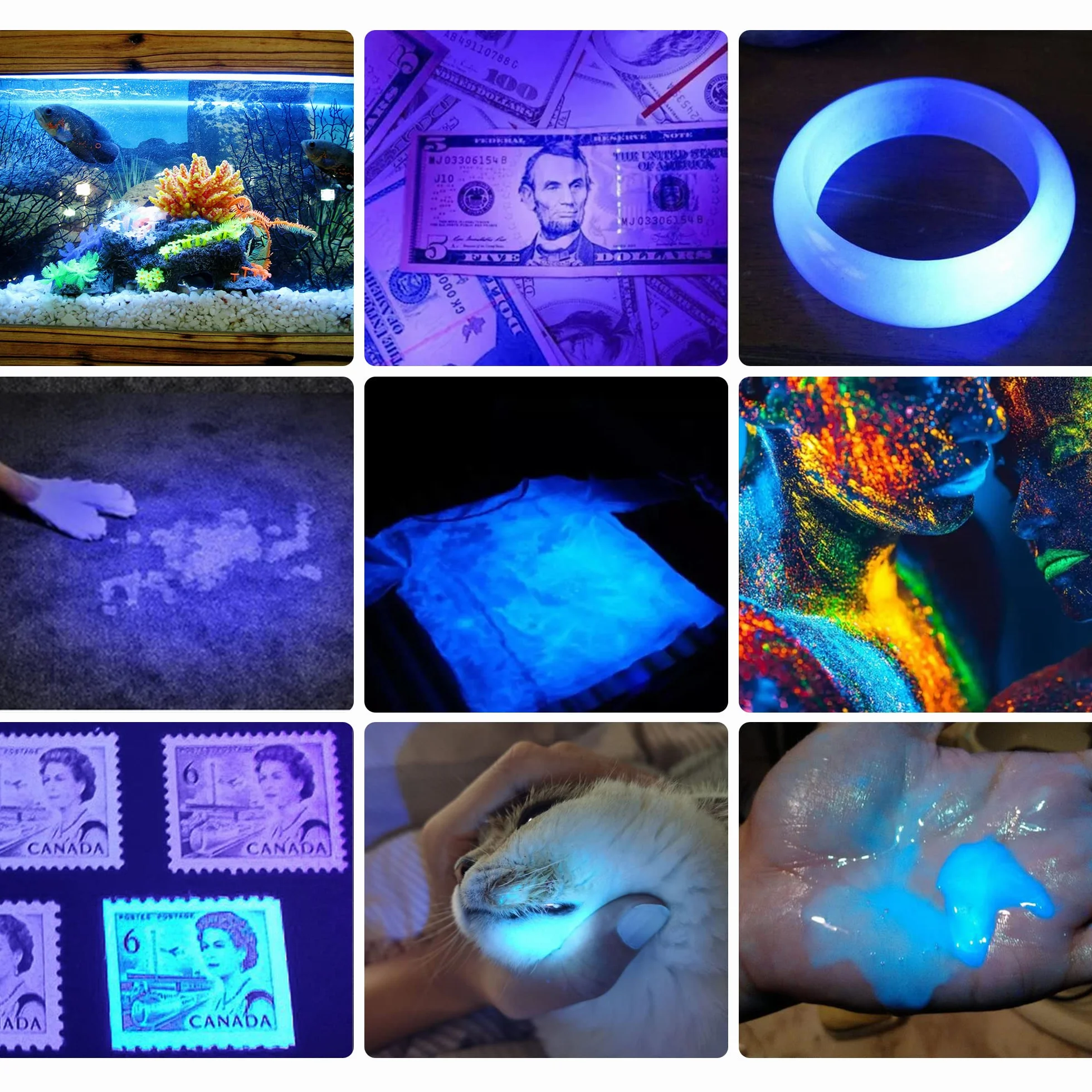 DARKBEAM Latarka UV 365 nm i 395 nm, czarne światło, ultrafioletowe, LED, przenośna, mini, ręczna, wykrywacz plam moczu psa, 370 nm, identyfikacja banknotów, utwardzanie żywicy