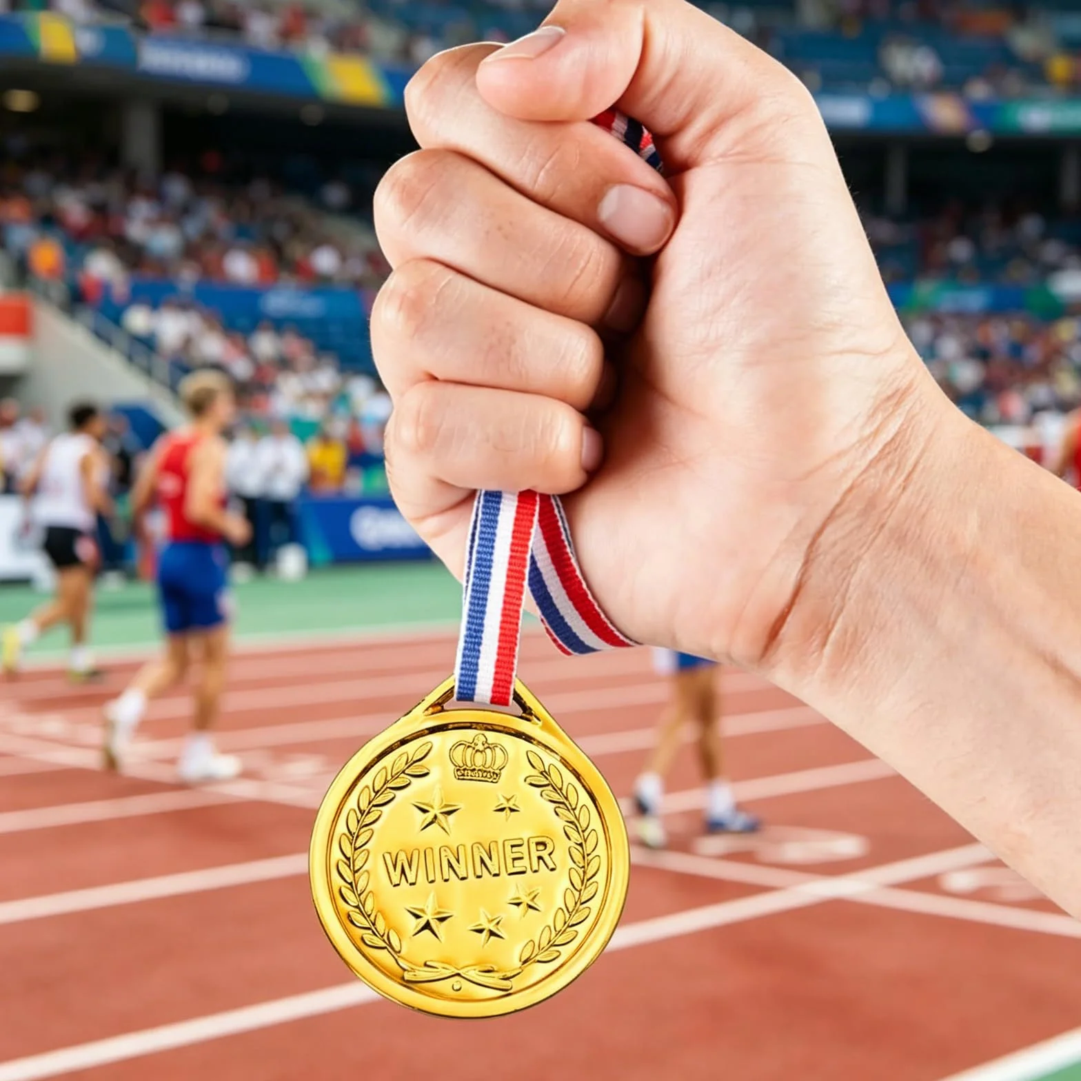 30 medali olimpijskich, nagrody na dzień sportowy, złoty medal z taśmą na szyję, plastikowy medalik do sportu, zawodów, imprez, w stylu olimpijskim, złotym, srebrnym, brązowym