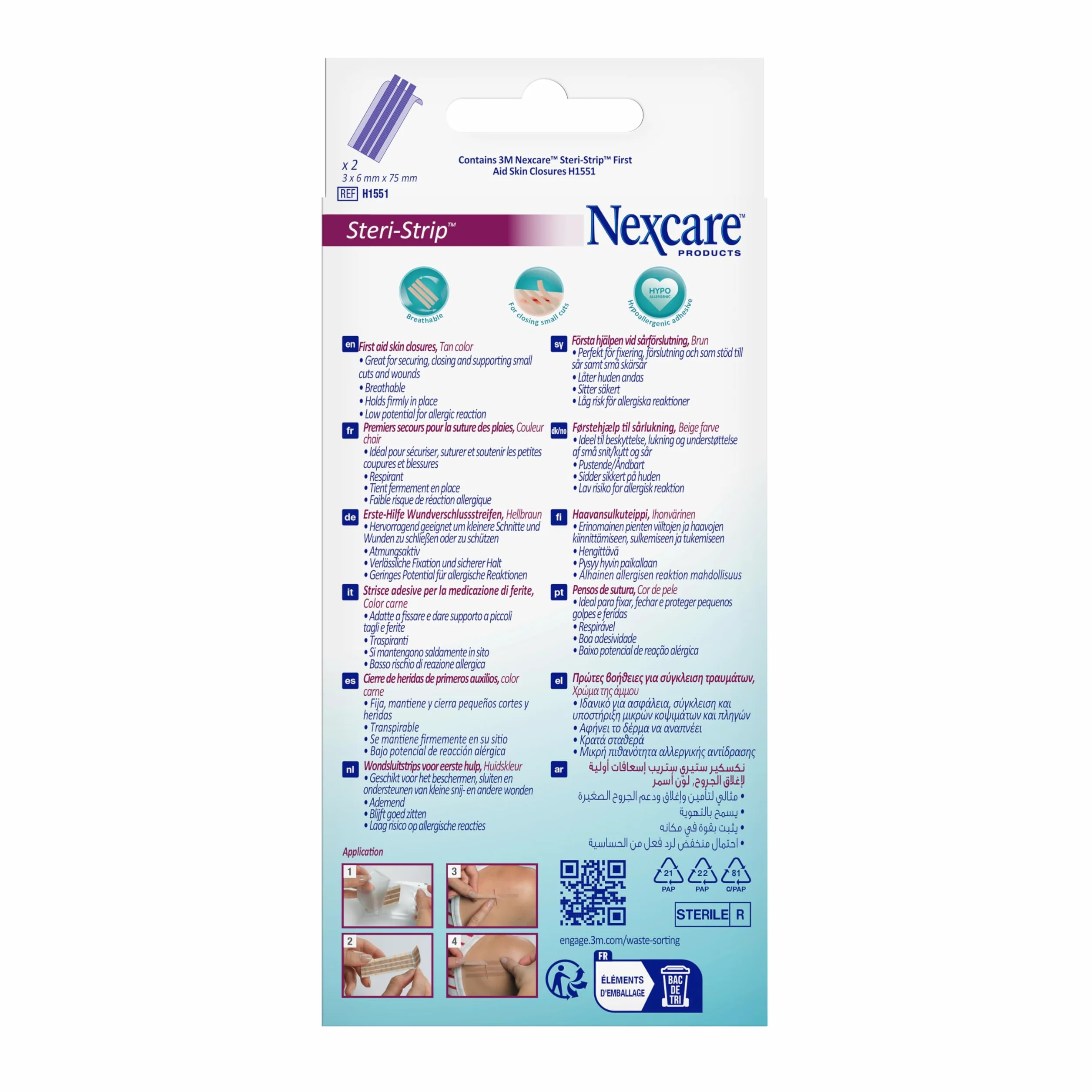Nexcare Steri-Strip Szwy skórne 6 mm x 75 mm 6 sztuk
