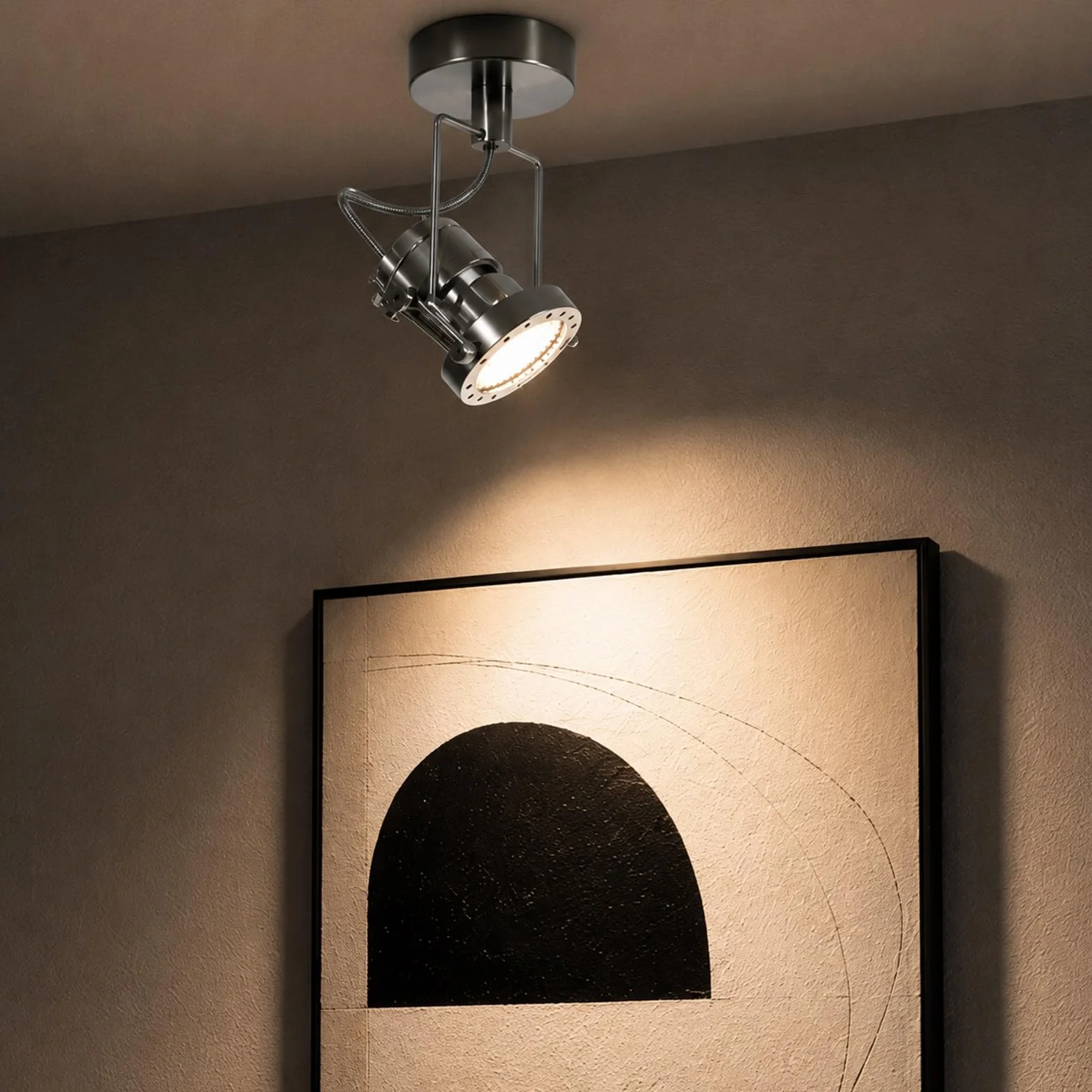 Jadssox Regulowany reflektor sufitowy LED Lampa punktowa, wykończenie szczotkowanego niklu, Reflektory kierunkowe 7 W 3000 K Oświetlenie akcentujące do dekoracji ściennych, salonu, sypialni