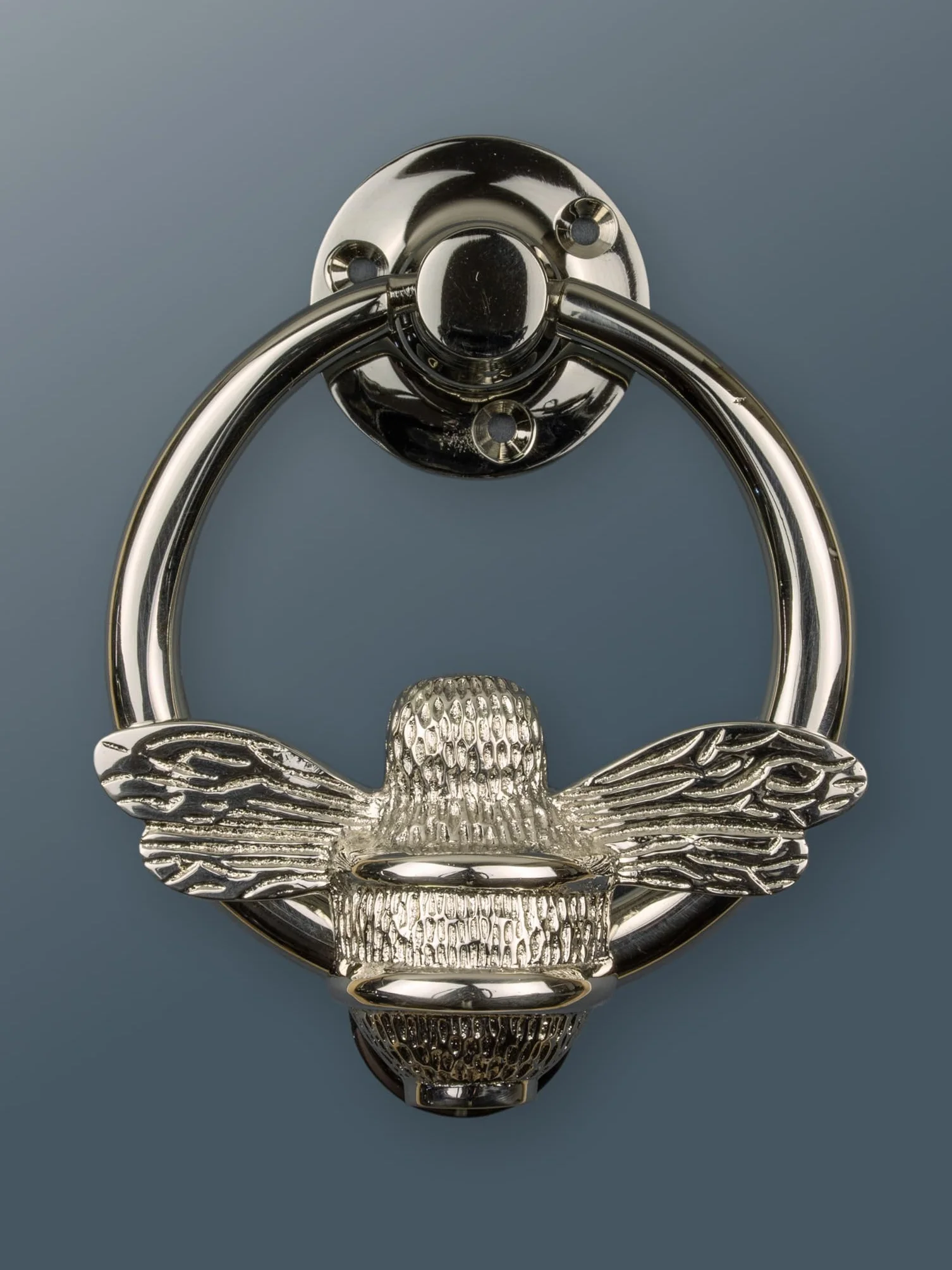 Mosiężna pszczoła z pokrętłem do drzwi – wykończenie niklowe – masywne mosiężne trzmiel – gałki do drzwi od Brass Bee