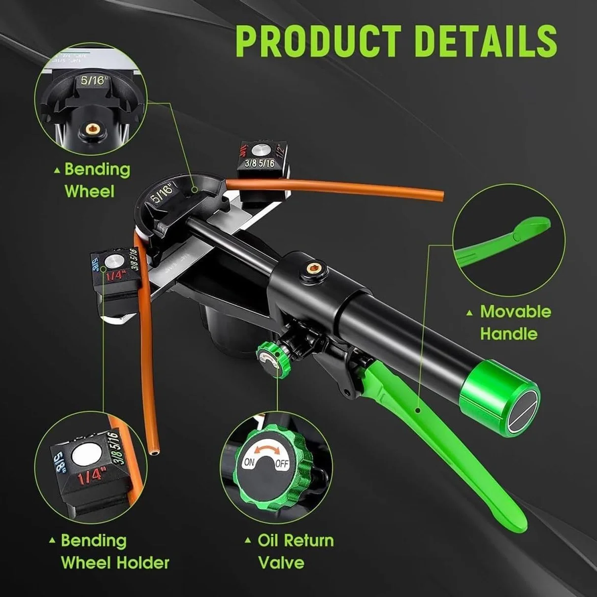 Ręczna giętarka do rur miedzianych z grzechotką, zestaw do gięcia rur miedzianych 1/4"-7/8", zestaw do ręcznej giętarki do rur 90° z 7 matrycami do klimatyzatorów, lodówek