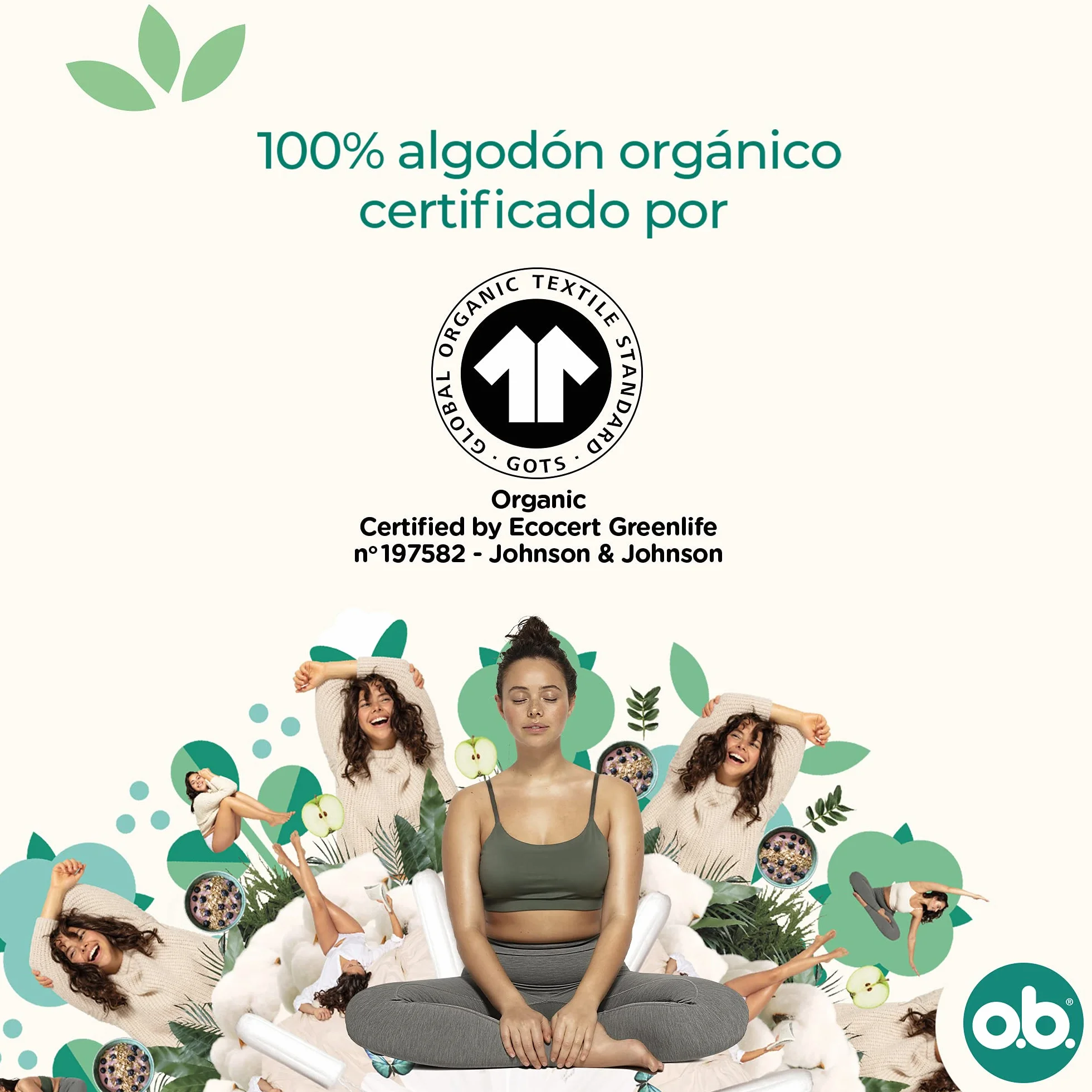 ORGANIC Tampony ze 100% bawełny organicznej 16 szt., bez aplikatora, normalna chłonność