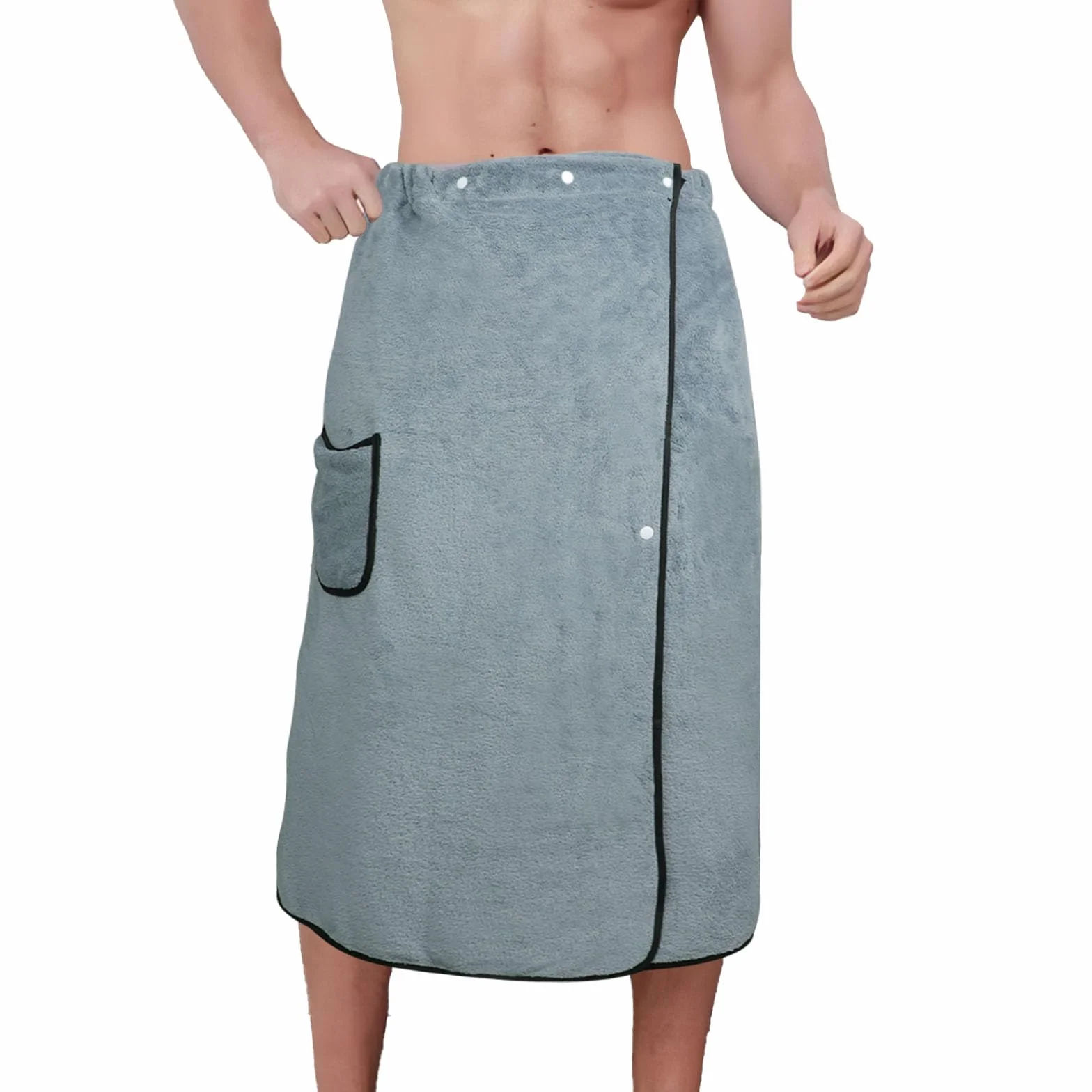 Męski kilt do sauny, ręcznik do sauny, ręcznik do sauny, męski ręcznik do sauny z elastycznym pasem, regulowany, wysokiej jakości polar koralowy, 78 x 155/135 cm, ciemnoszary