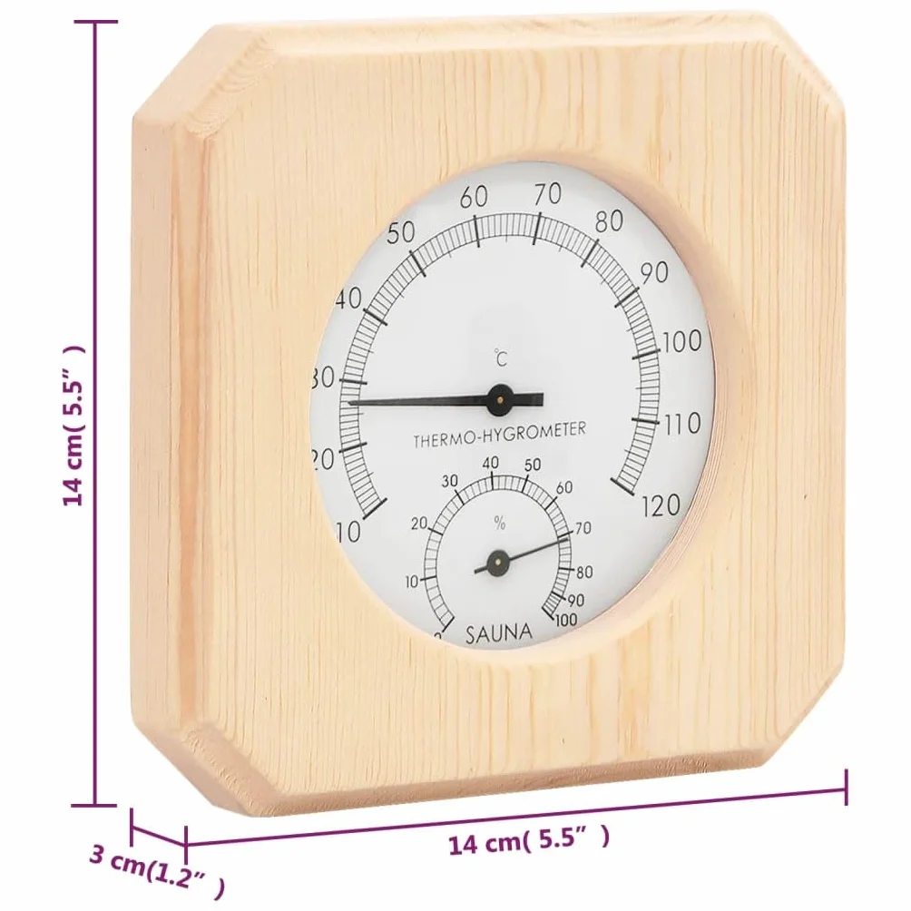 vidaXL Termohigrometr i klepsydra do sauny, lite drewno sosnowe, termohigrometr do sauny, termometr, termometr do sauny, termohigrometry do sauny