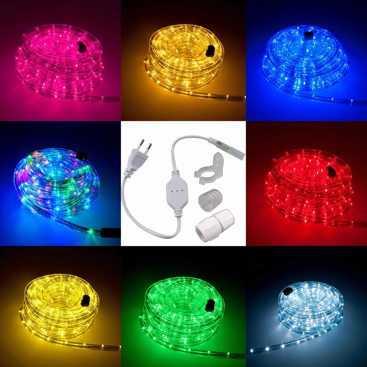 Wąż świetlny LED, kompletny zestaw z akcesoriami, łańcuch świetlny, zielony, czerwony, ciepły biały, niebieski, model przestrzeni barw RGB, 5 m do 50 m, F3 LED, do użytku wewnątrz i na zewnątrz, oświetlenie dekoracyjne 20 Meter zielony