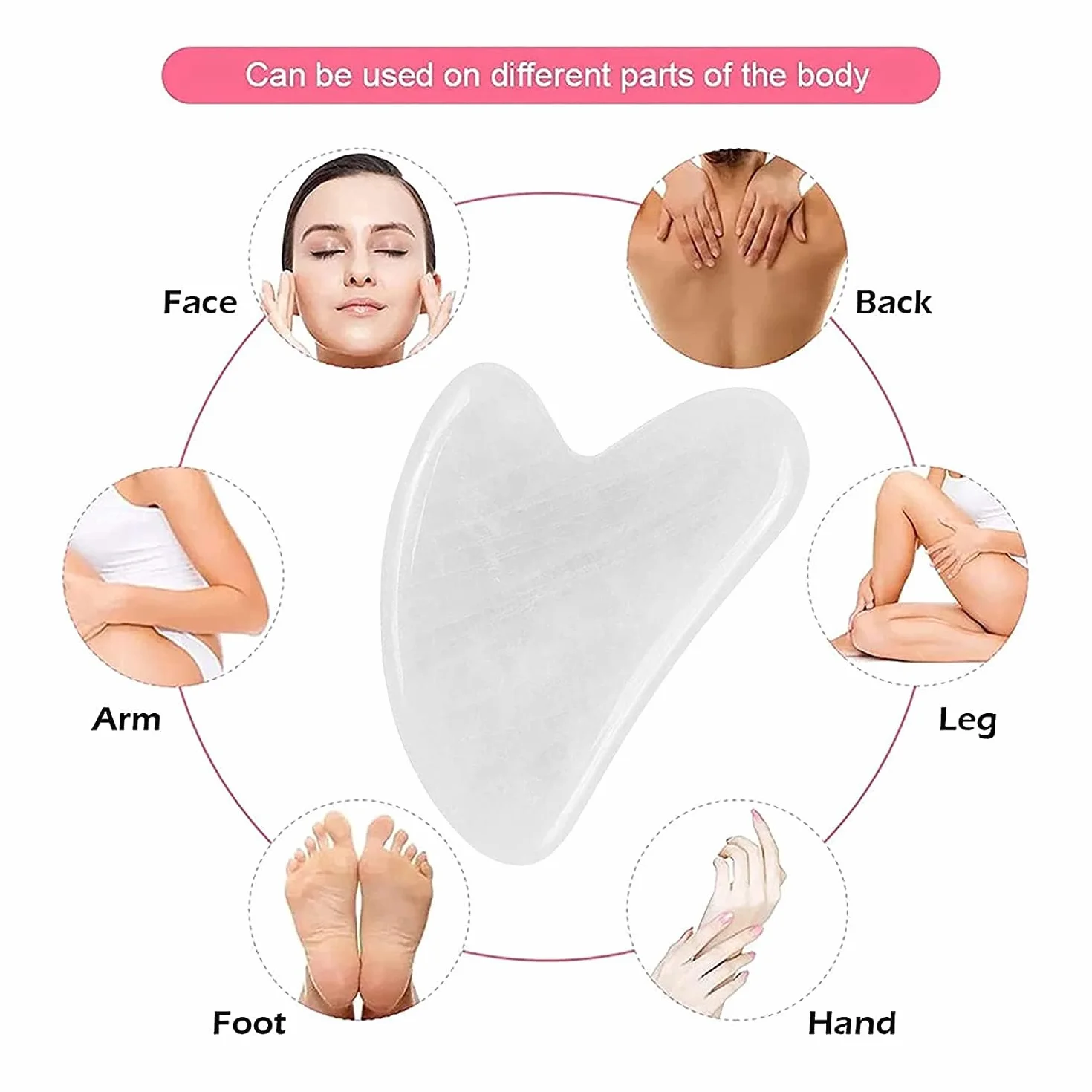 Jadeitowe kamienie Gua Sha do twarzy, masaż, metalowa gua sha do ciała, szyi i oczu, prezent do pielęgnacji skóry dla kobiet (białe)