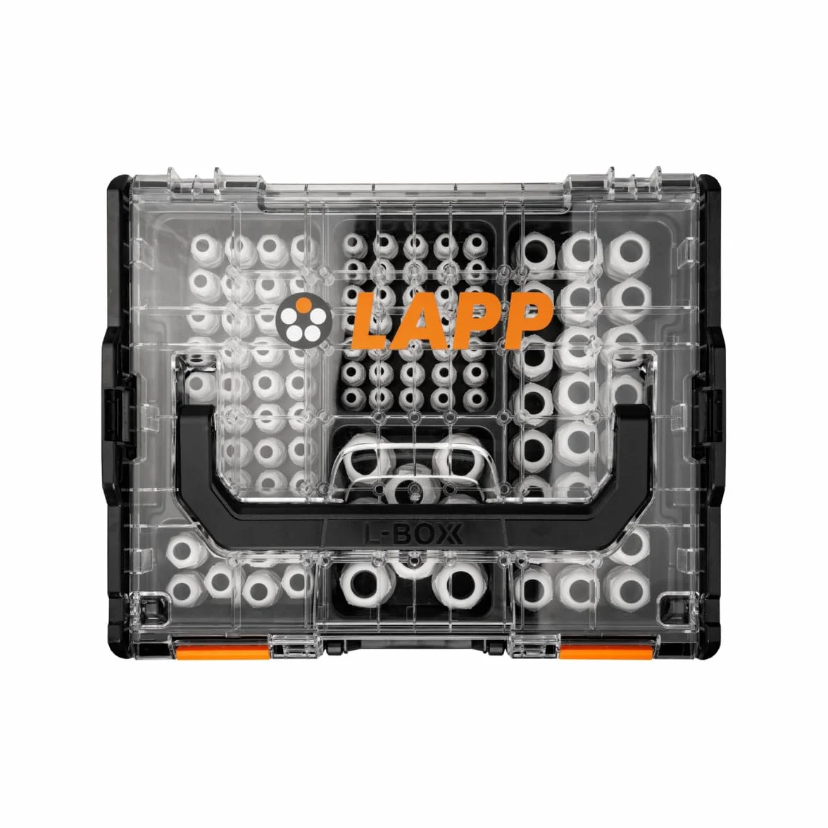 132-częściowy zestaw organizerów do walizek Lapp 53110054 SKINTOP CLICK L-BOXX z uchwytem I Sortimo z dławikiem kablowym M12-M32 z narzędziem do demontażu