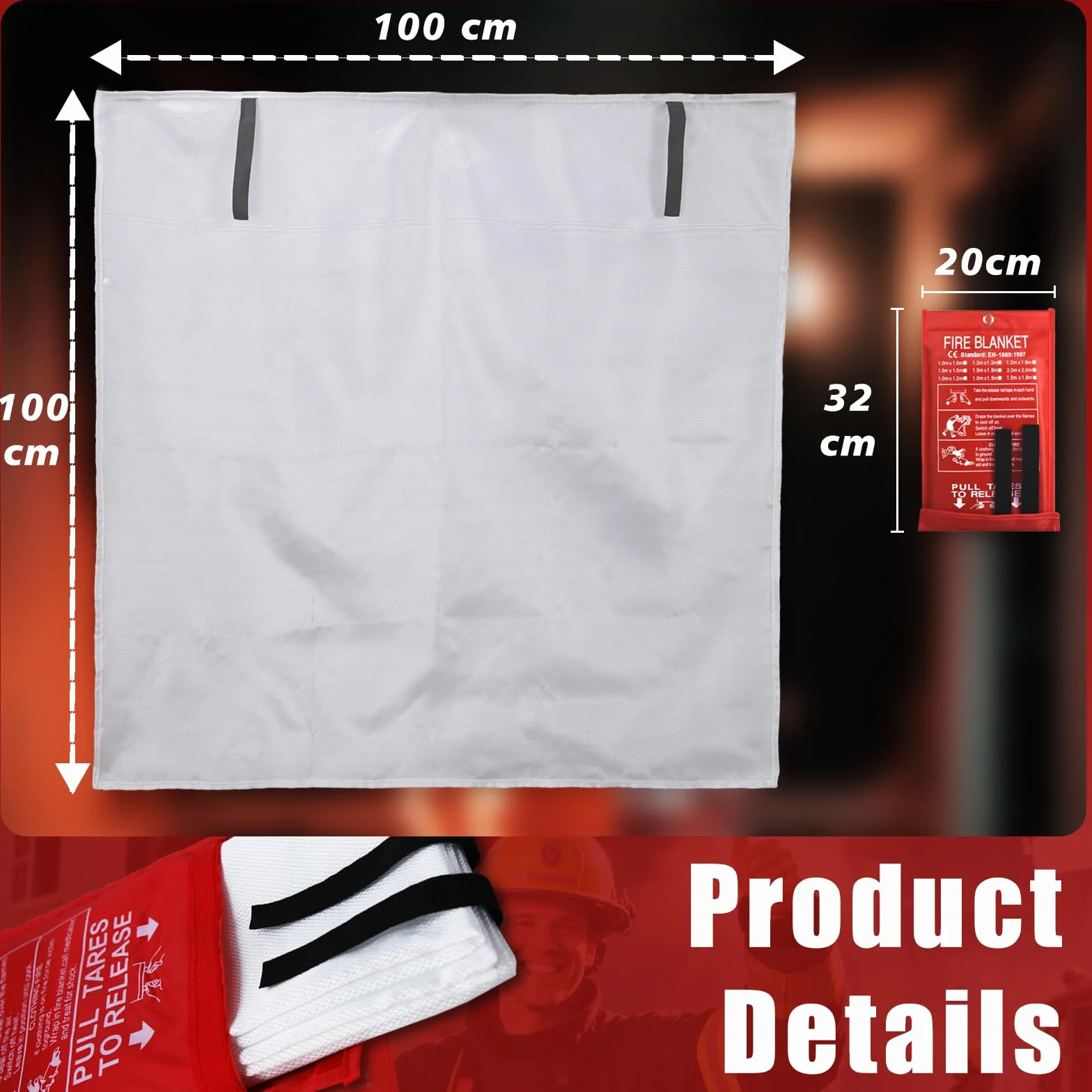 Koc przeciwpożarowy z włókna szklanego 101x102 cm biały 2 sztuki