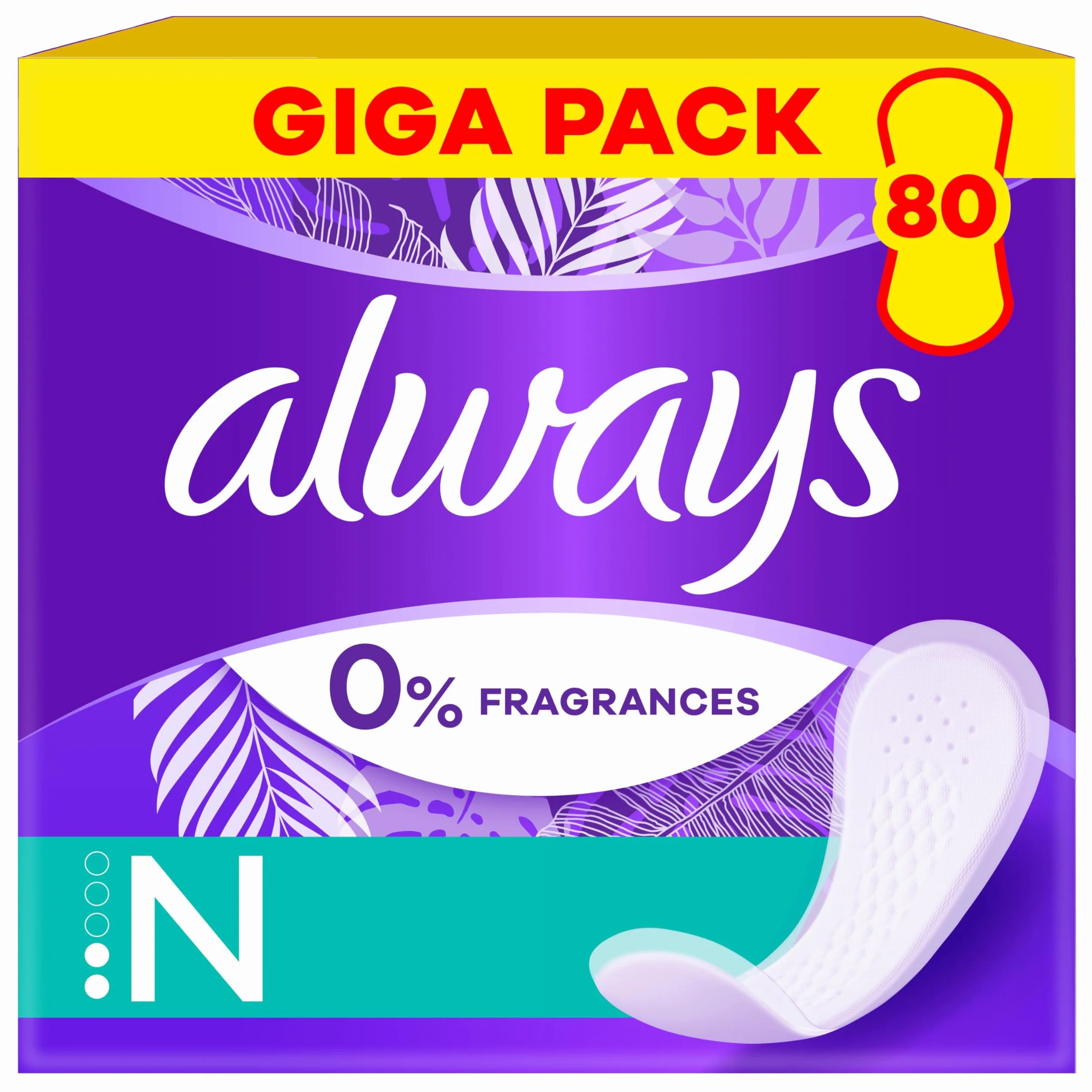 Always Daily Fresh Normal, 0% substancji zapachowych i barwników, 80X